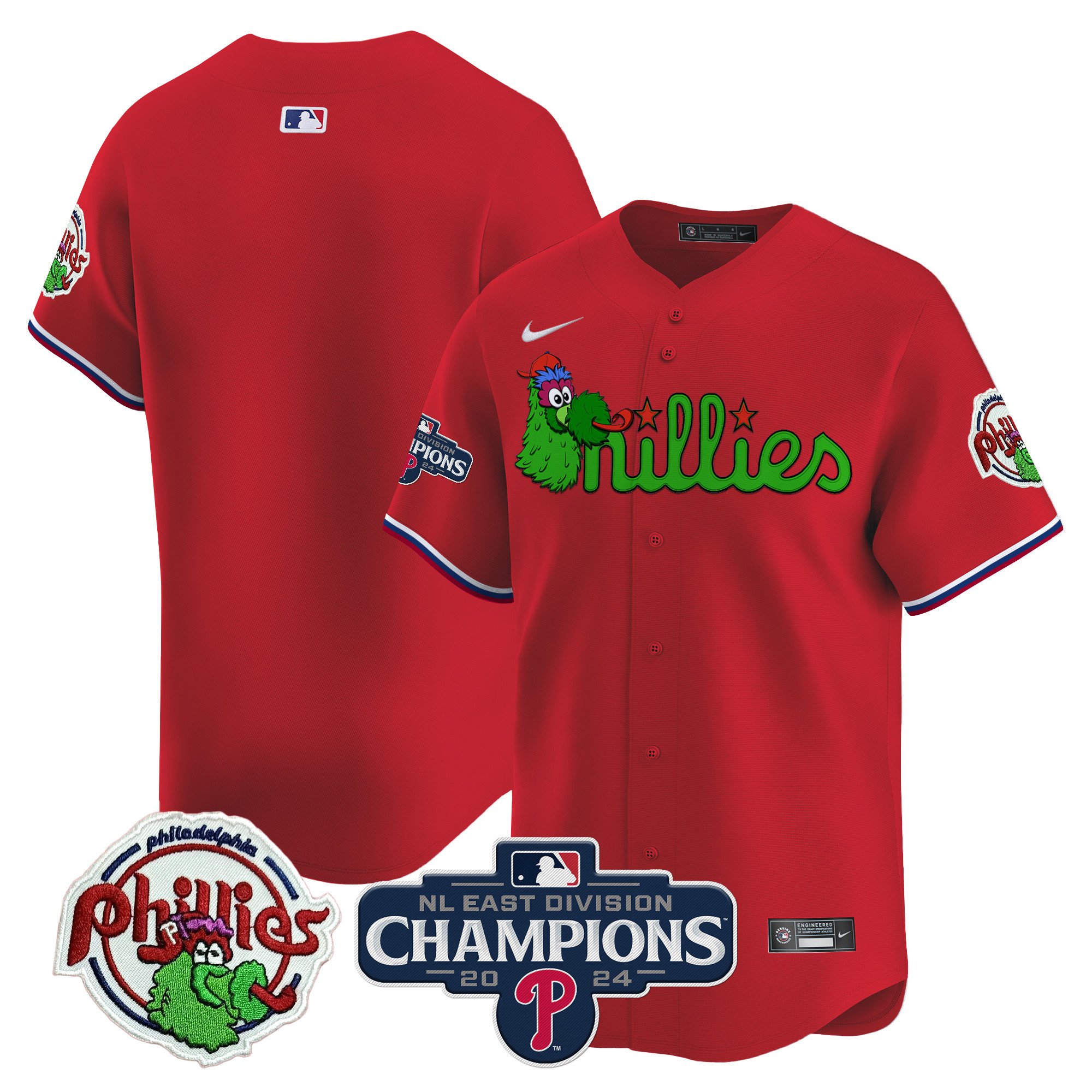 Men's Phillies Phanatic 2024 NL East Division Champions Vapor Premier Limited Jersey V2 - All Stitched