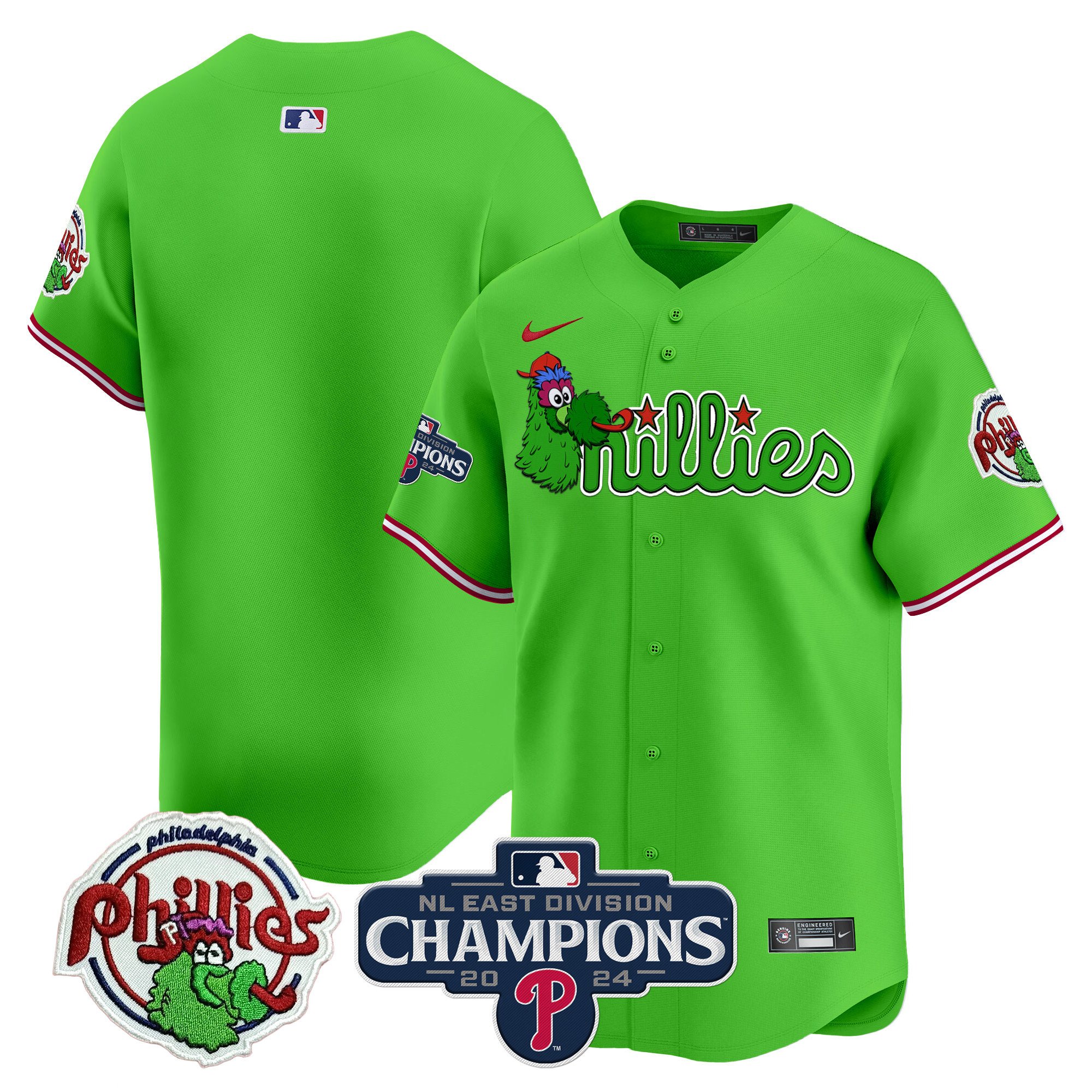 Men's Phillies Phanatic 2024 NL East Division Champions Vapor Premier Limited Jersey V2 - All Stitched