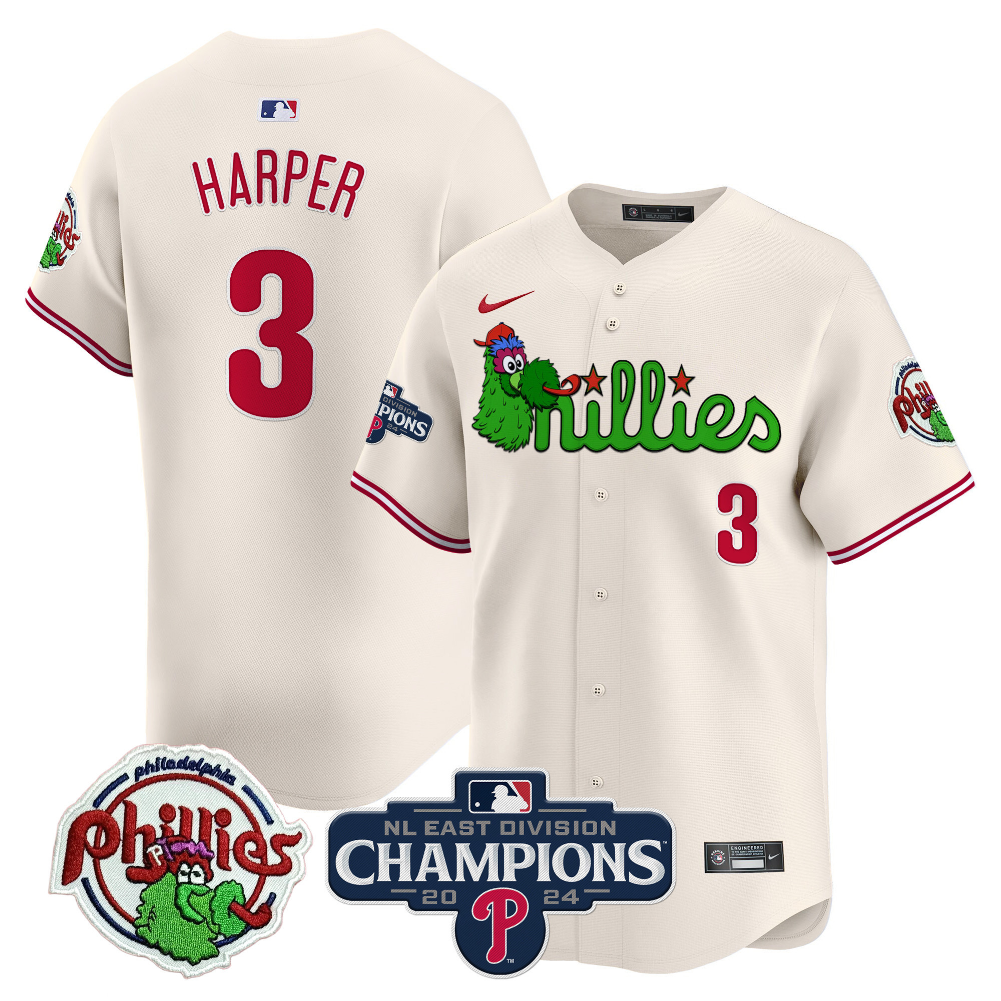 Men's Phillies Phanatic 2024 NL East Division Champions Vapor Premier Limited Jersey V2 - All Stitched