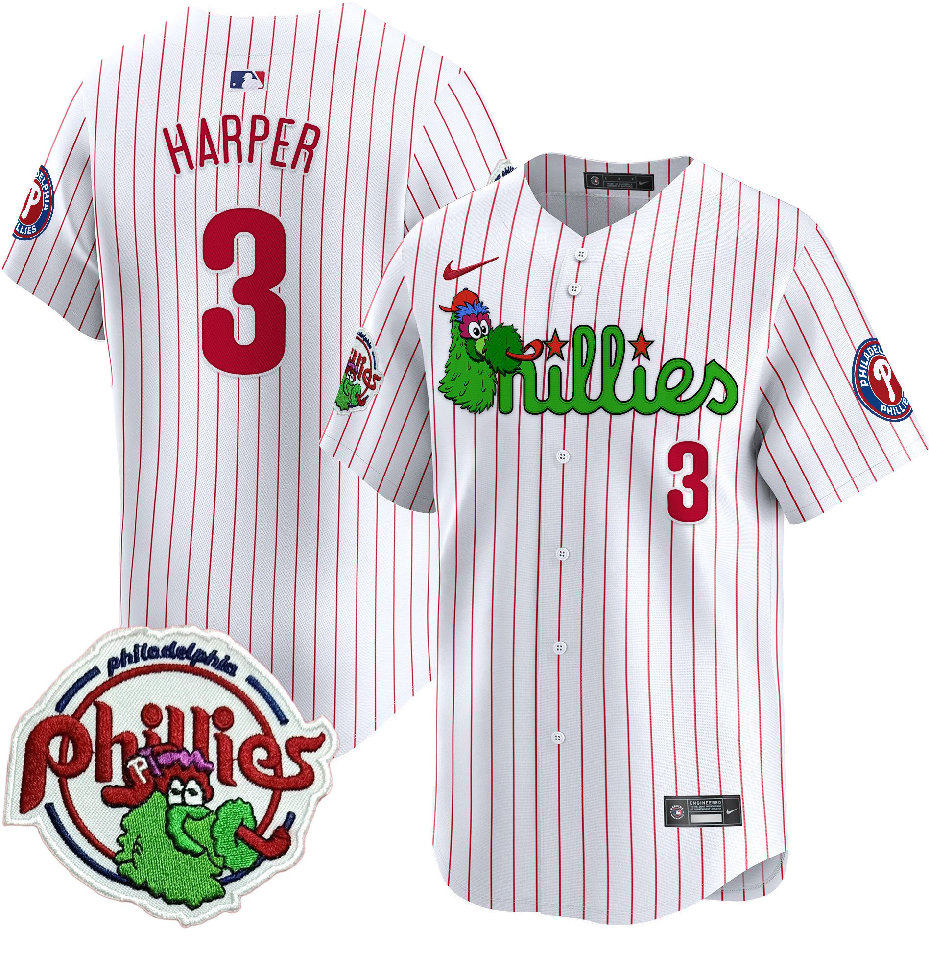 Men's Phillies Phanatic Patch Vapor Premier Limited Jersey V3 - All Stitched