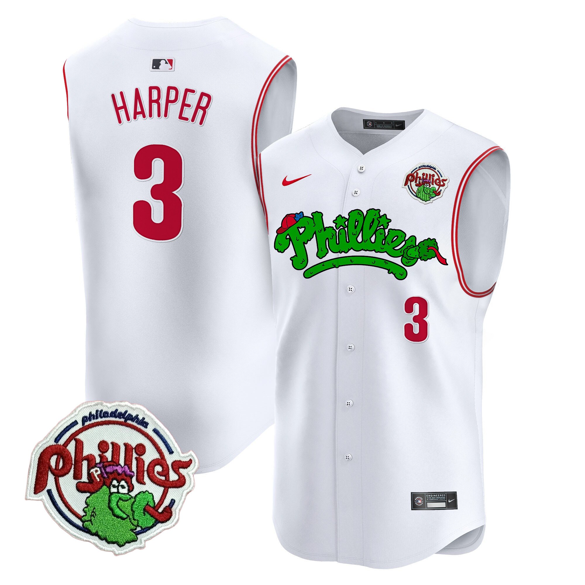 Men's Phillies Phanatic Vapor Premier Sleeveless Jersey - All Stitched