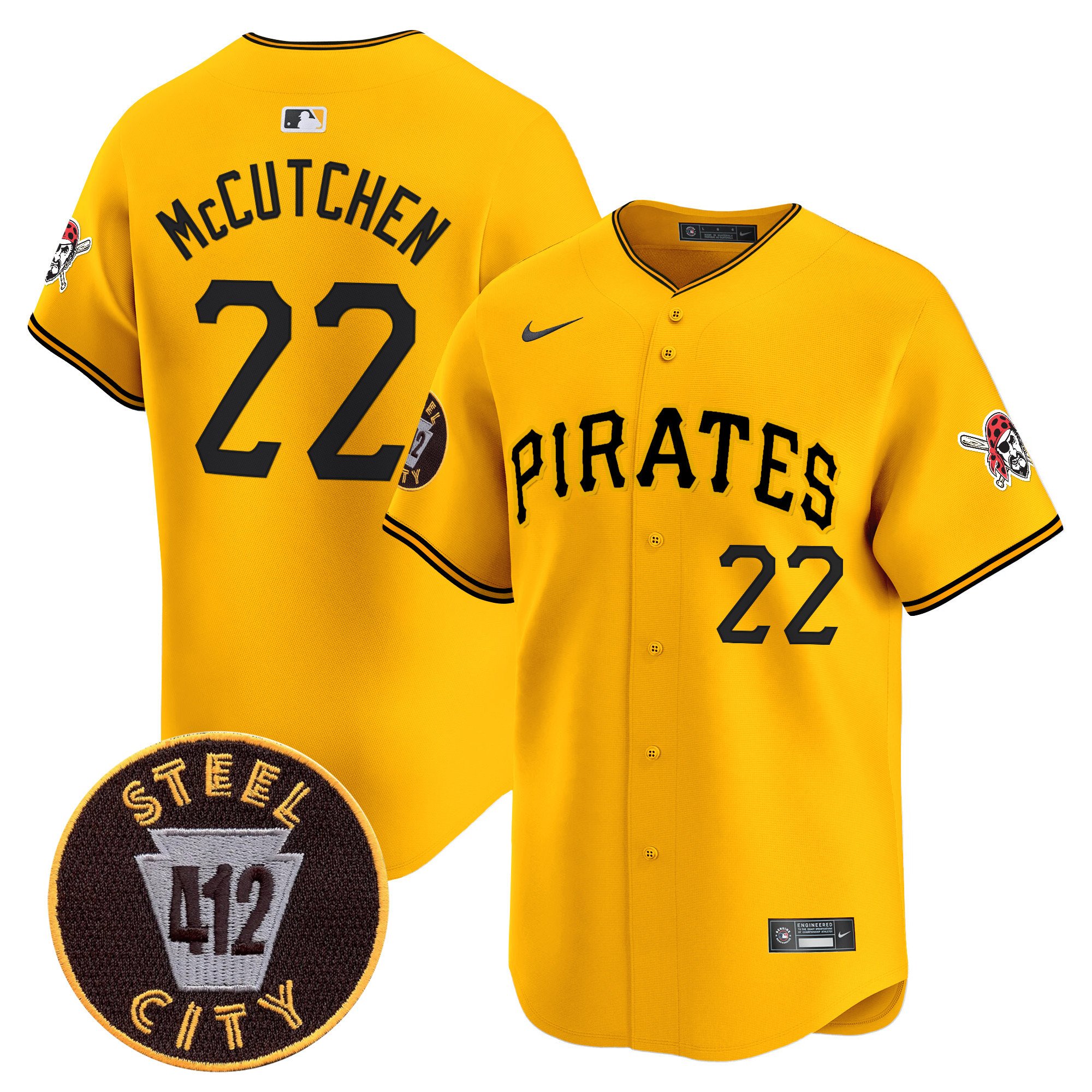 Men's Pittsburgh Pirates 412 Patch Vapor Premier Limited Jersey V3 - All Stitched