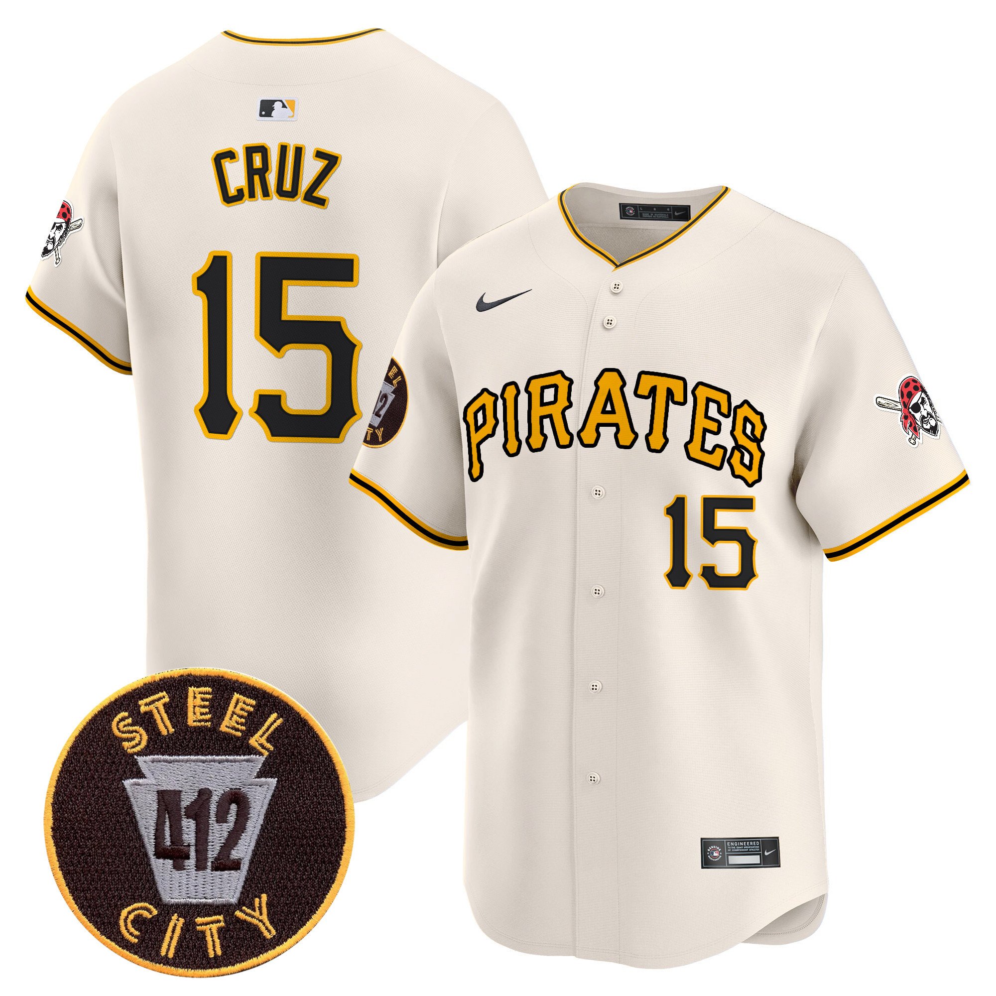 Men's Pittsburgh Pirates 412 Patch Vapor Premier Limited Jersey V3 - All Stitched