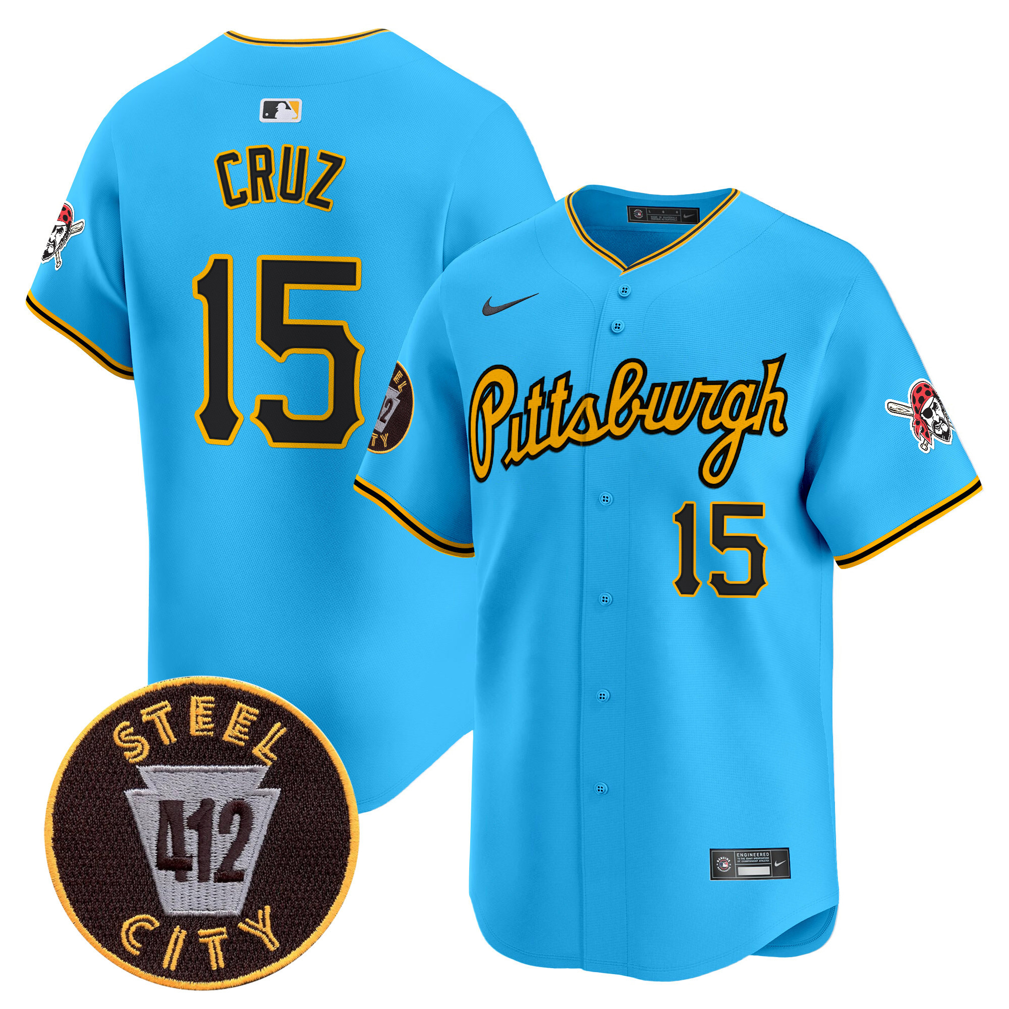 Men's Pittsburgh Pirates 412 Patch Vapor Premier Limited Jersey V4 - All Stitched