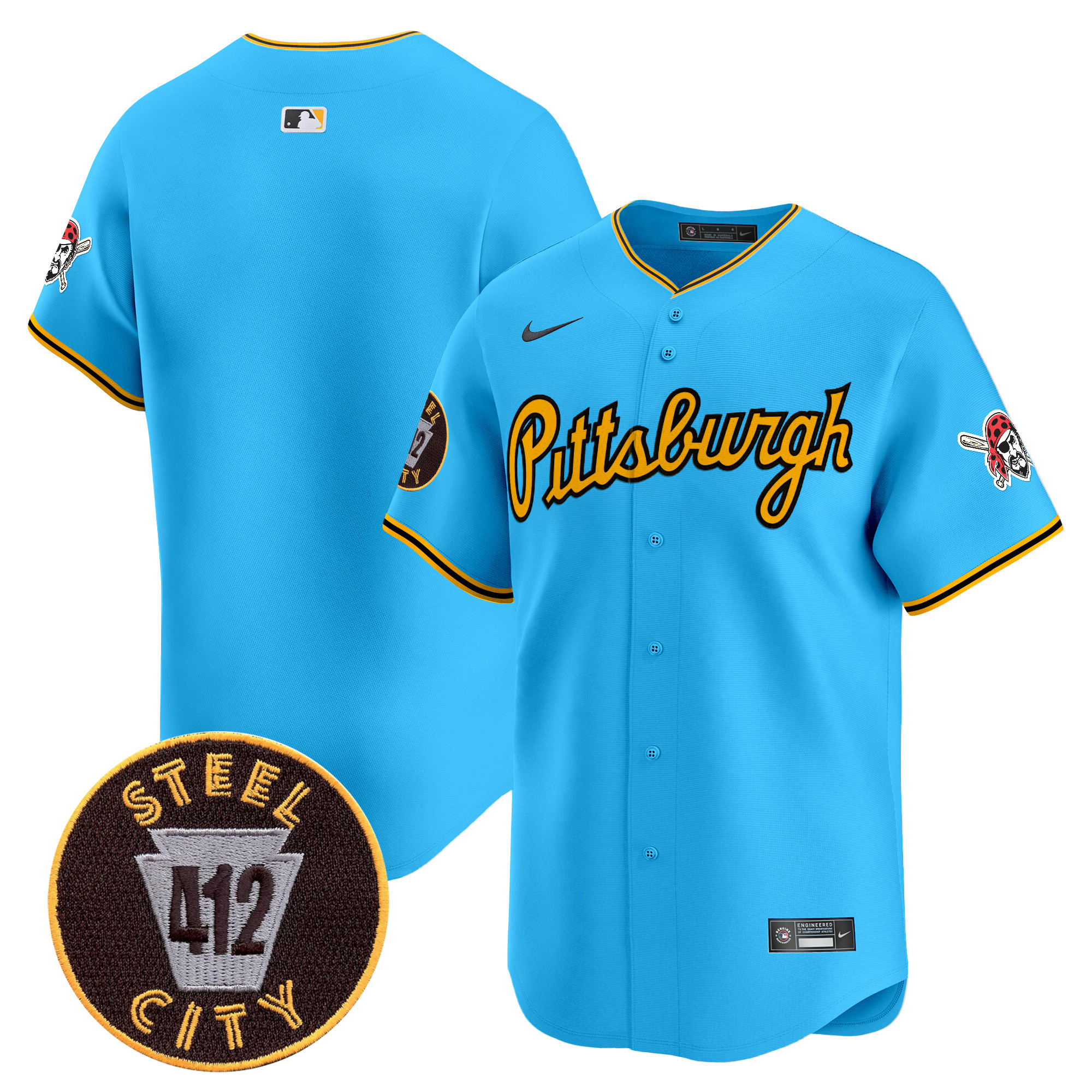 Men's Pittsburgh Pirates 412 Patch Vapor Premier Limited Jersey V4 - All Stitched