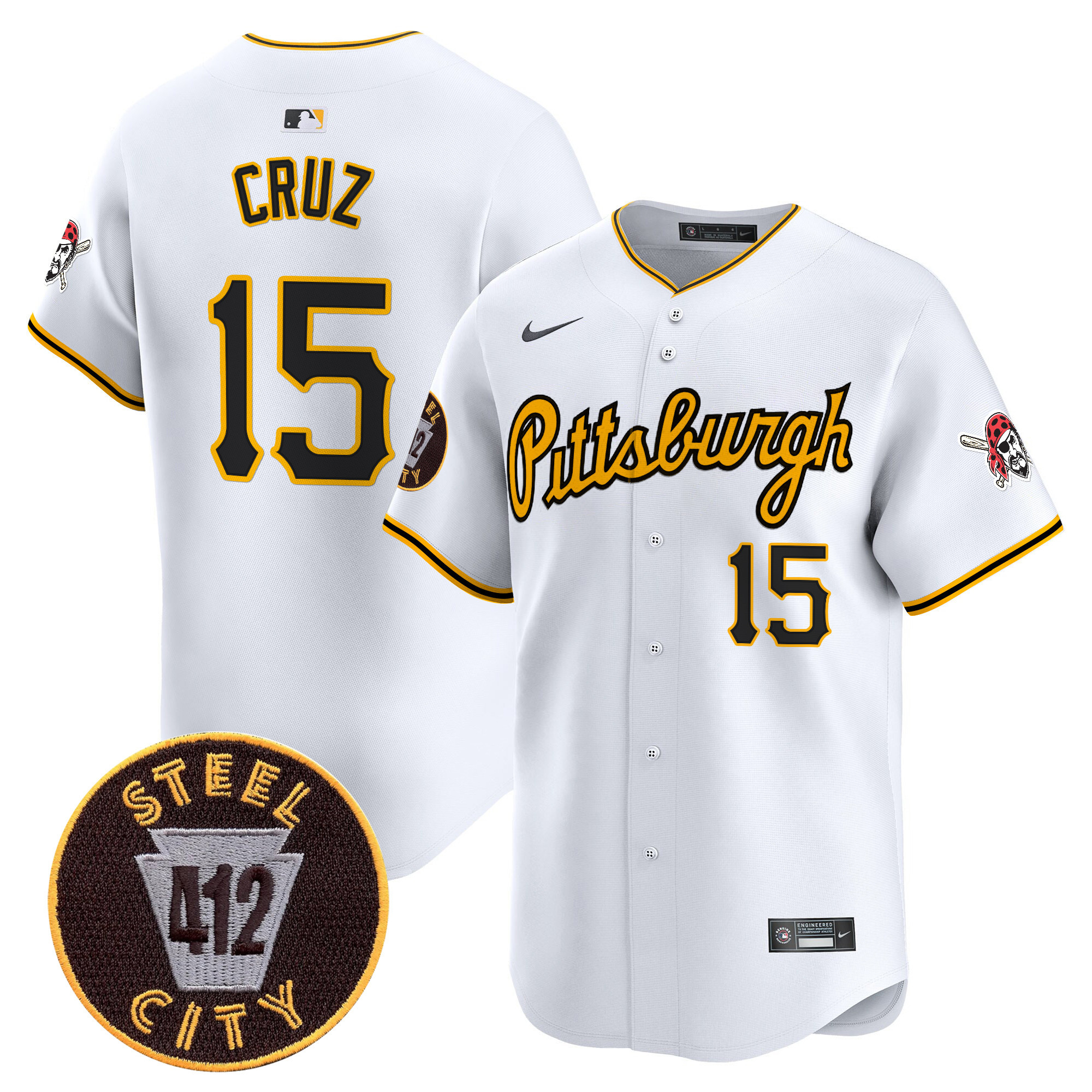 Men's Pittsburgh Pirates 412 Patch Vapor Premier Limited Jersey V4 - All Stitched