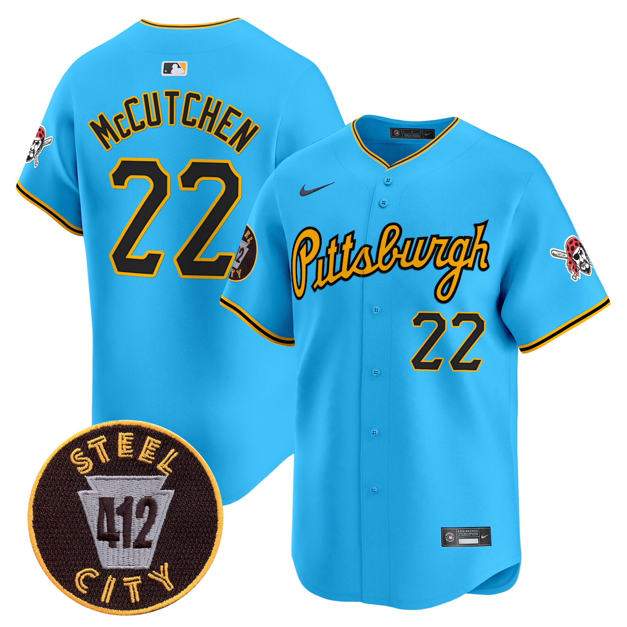 Men's Pittsburgh Pirates 412 Patch Vapor Premier Limited Jersey V4 - All Stitched