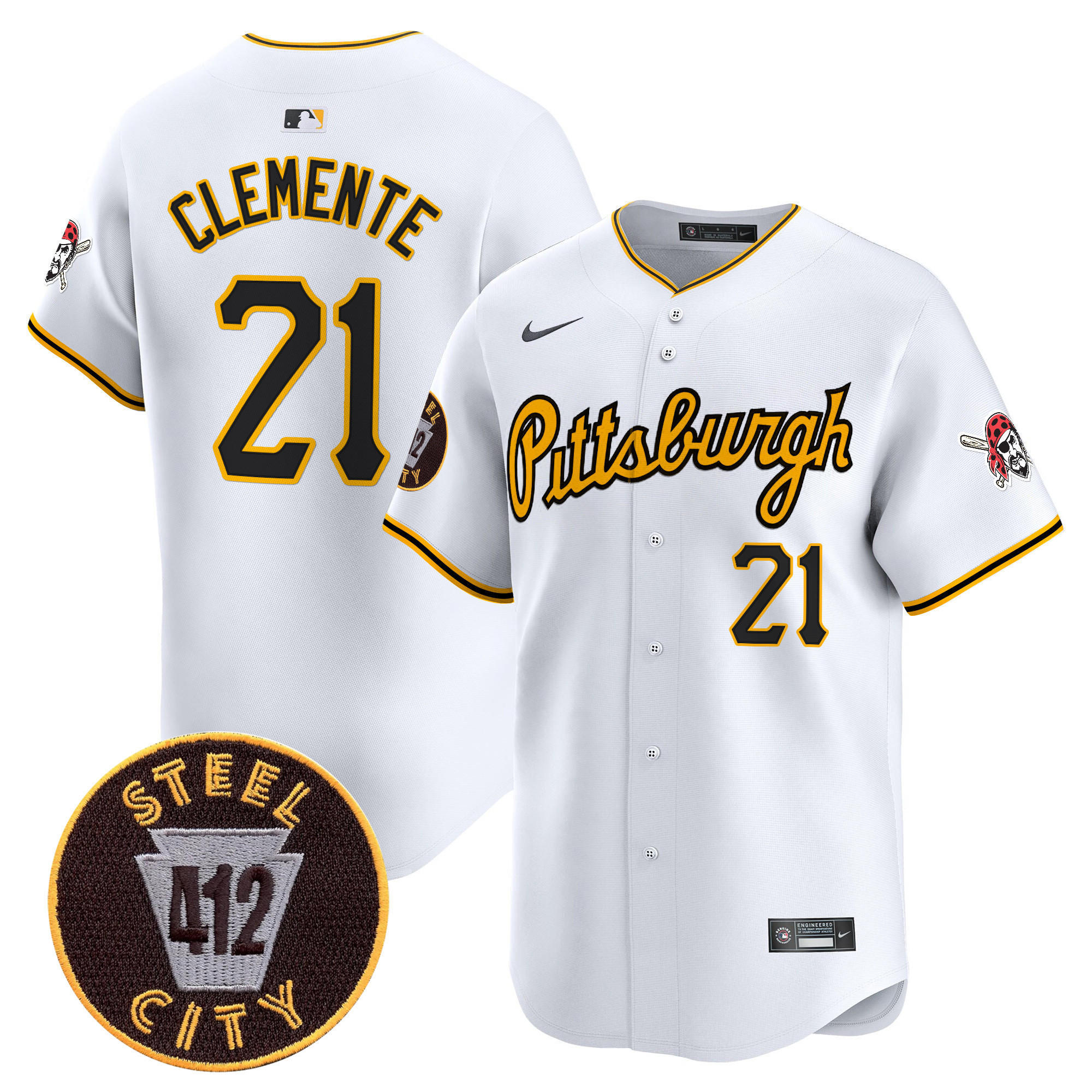 Men's Pittsburgh Pirates 412 Patch Vapor Premier Limited Jersey V4 - All Stitched