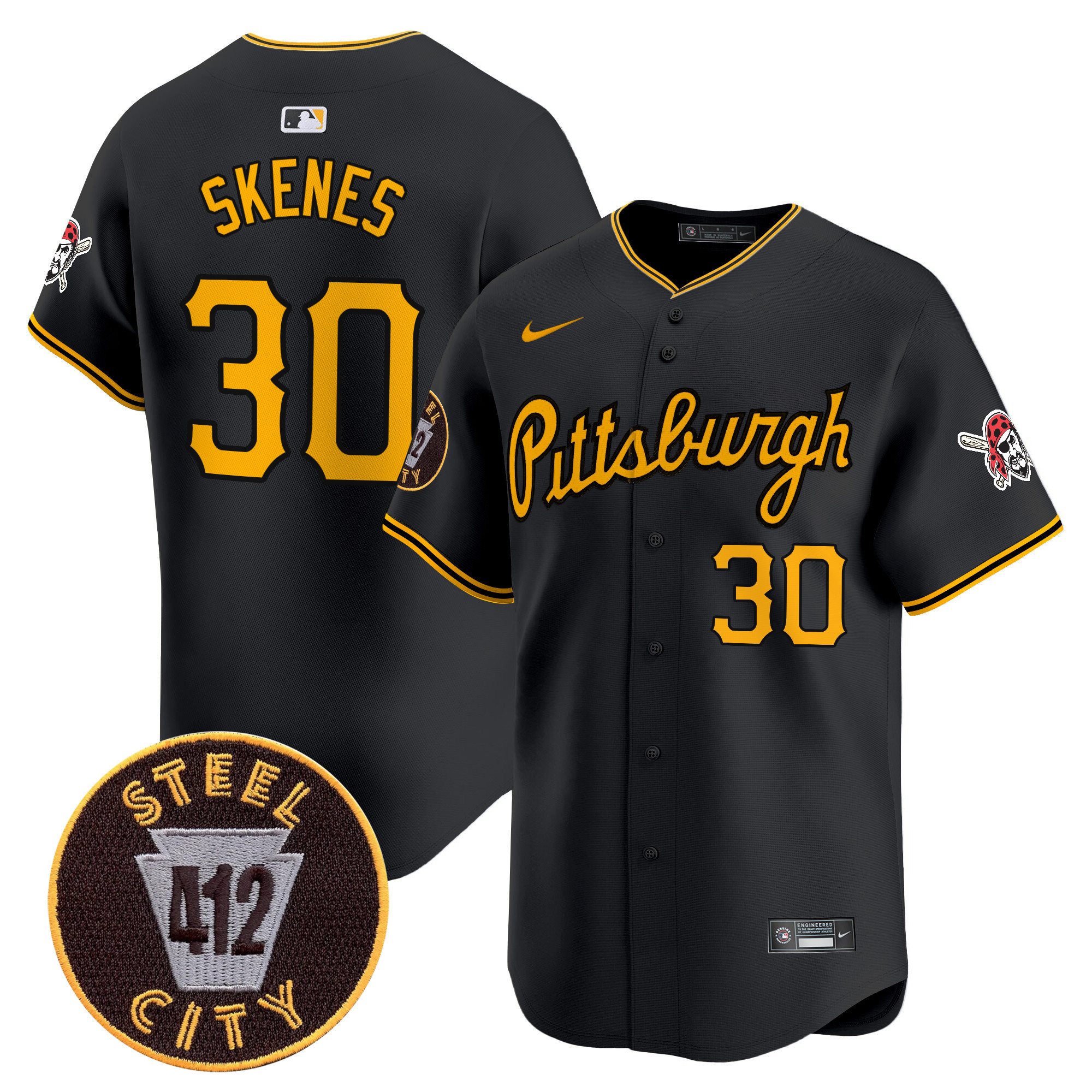 Men's Pittsburgh Pirates 412 Patch Vapor Premier Limited Jersey V4 - All Stitched