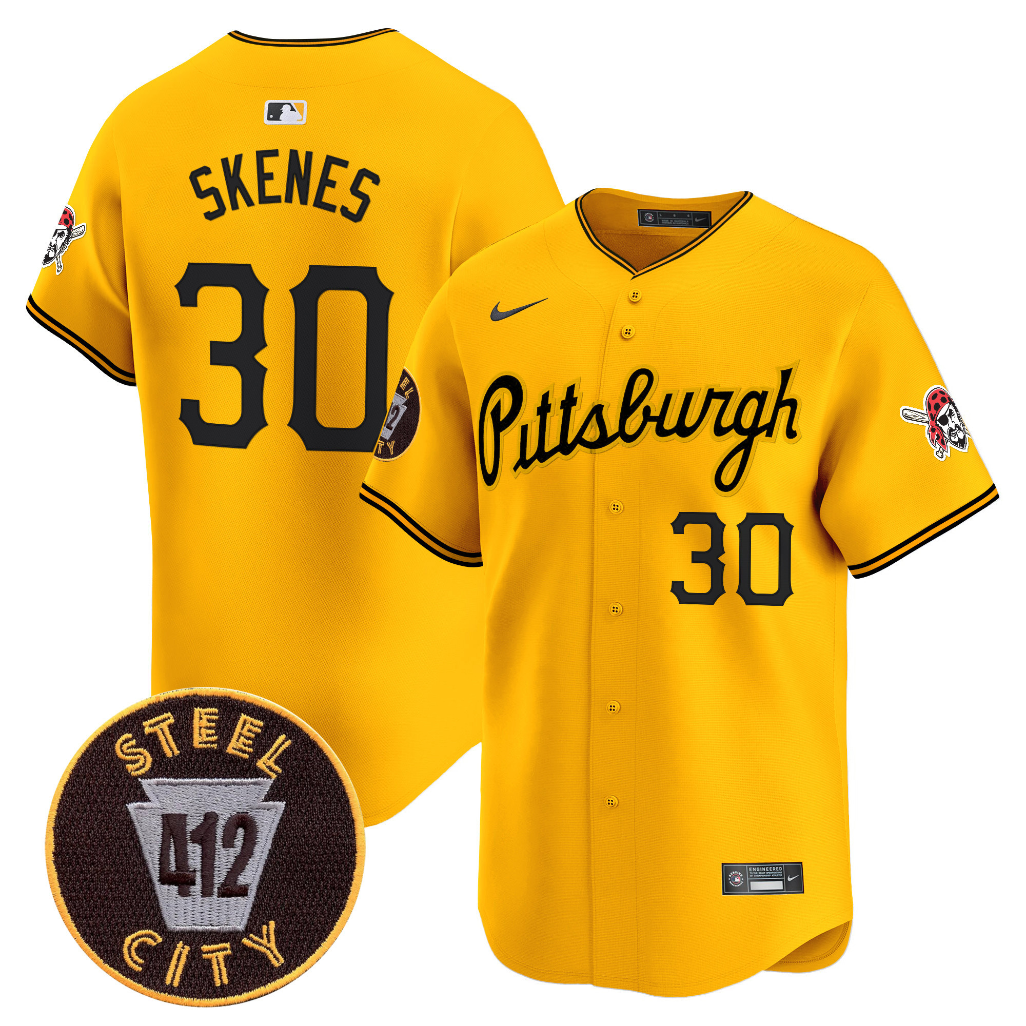 Men's Pittsburgh Pirates 412 Patch Vapor Premier Limited Jersey V4 - All Stitched