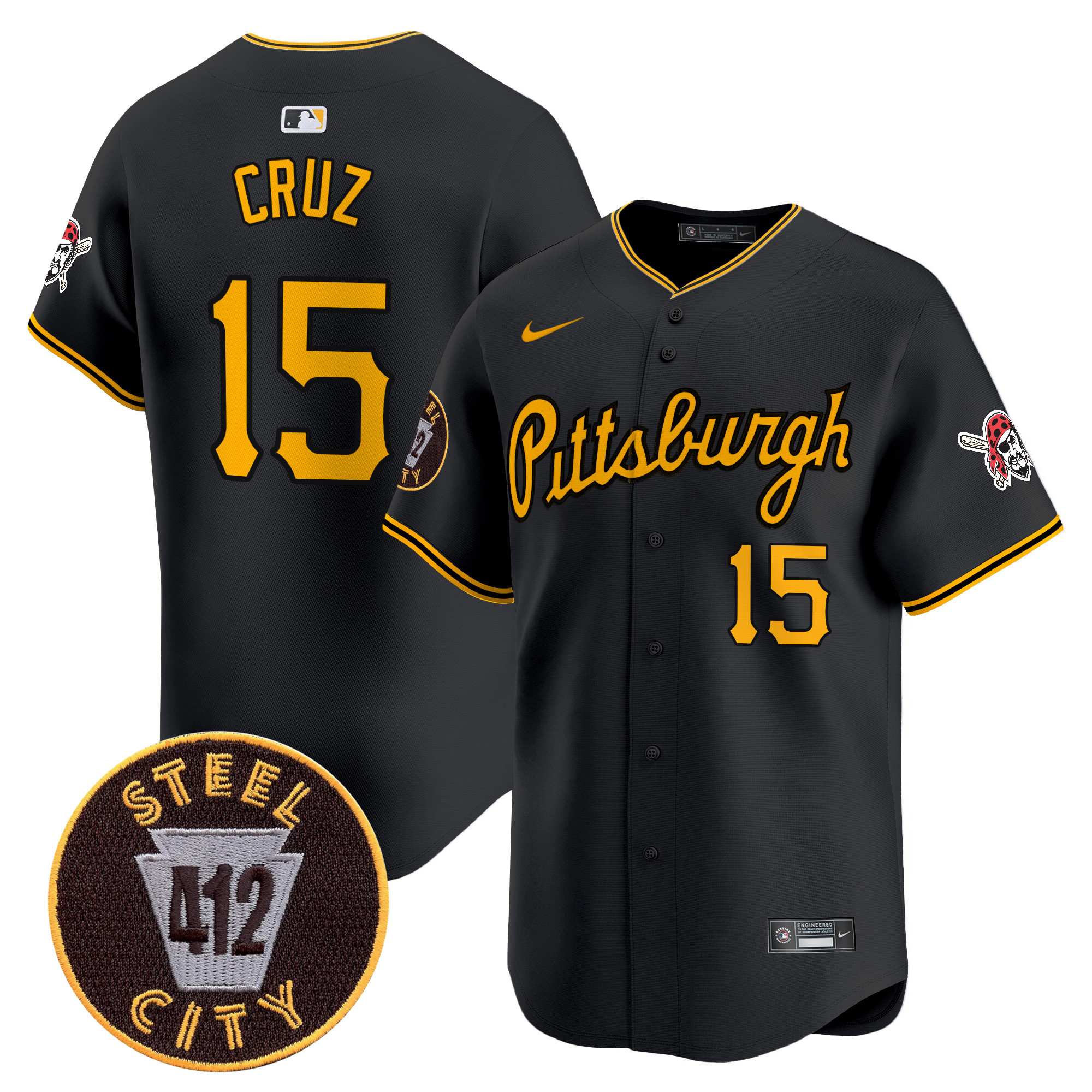 Men's Pittsburgh Pirates 412 Patch Vapor Premier Limited Jersey V4 - All Stitched