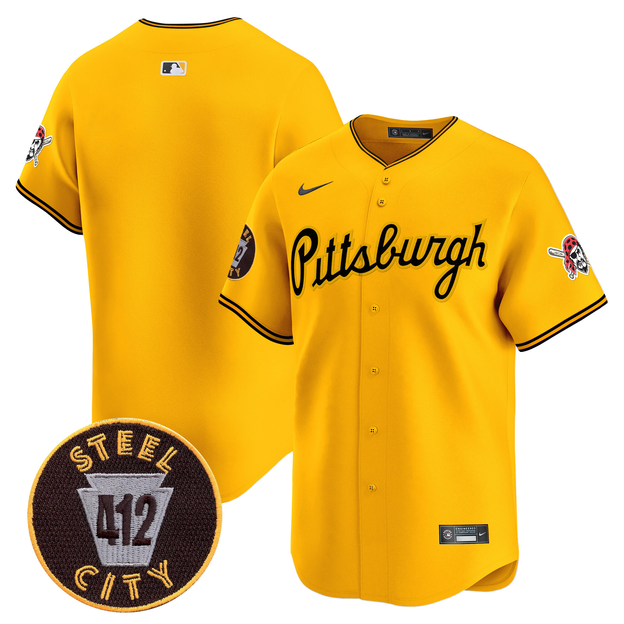 Men's Pittsburgh Pirates 412 Patch Vapor Premier Limited Jersey V4 - All Stitched