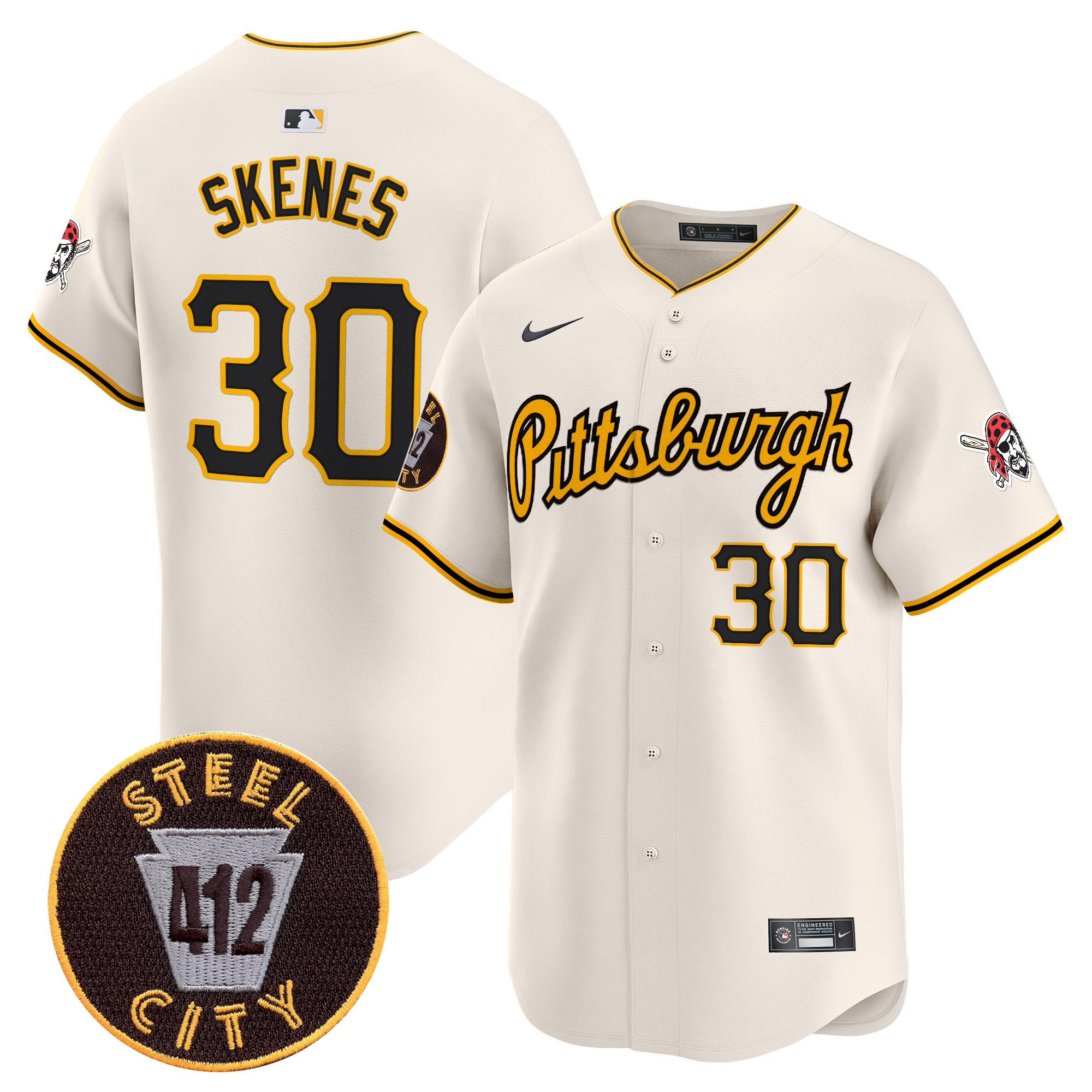 Men's Pittsburgh Pirates 412 Patch Vapor Premier Limited Jersey V4 - All Stitched
