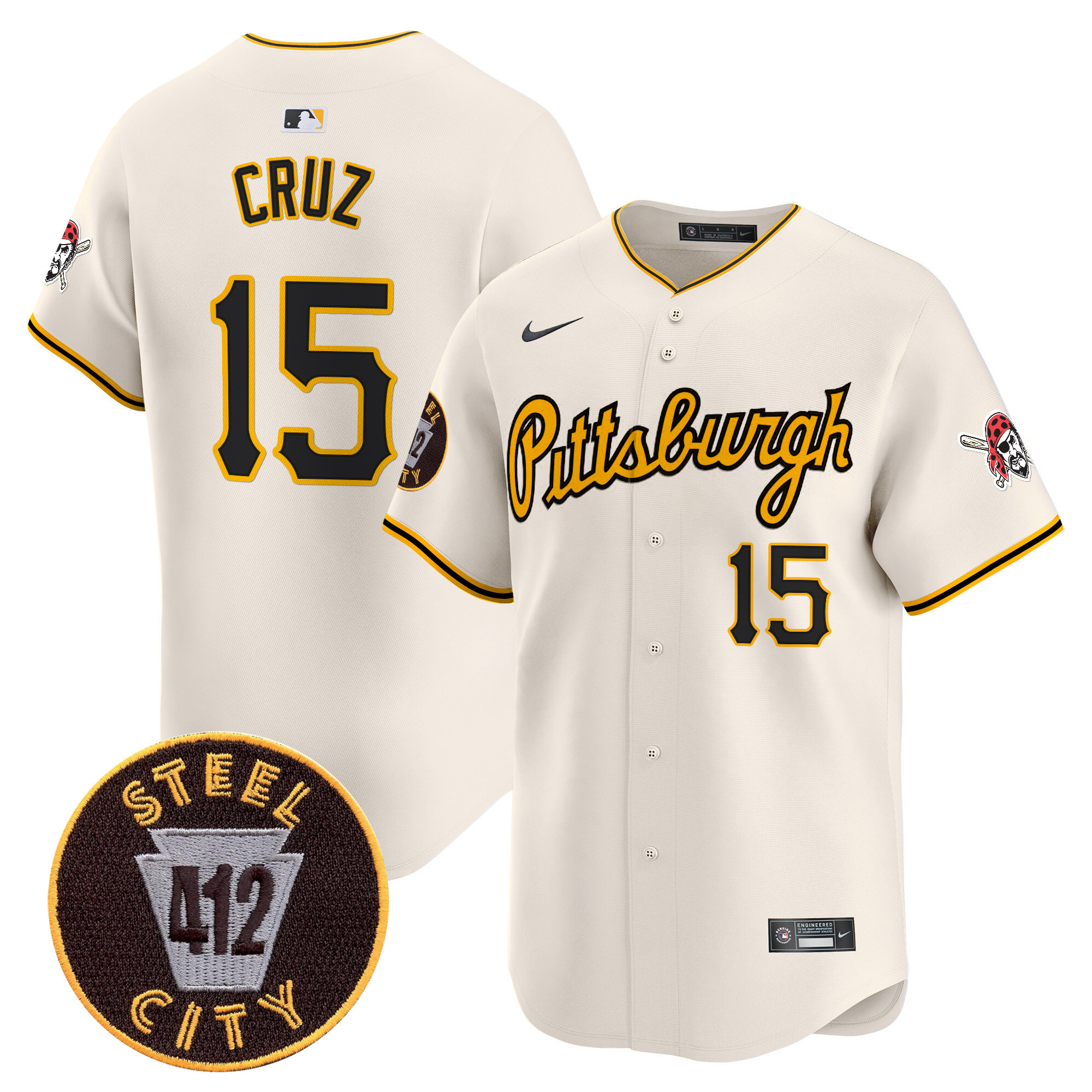 Men's Pittsburgh Pirates 412 Patch Vapor Premier Limited Jersey V4 - All Stitched