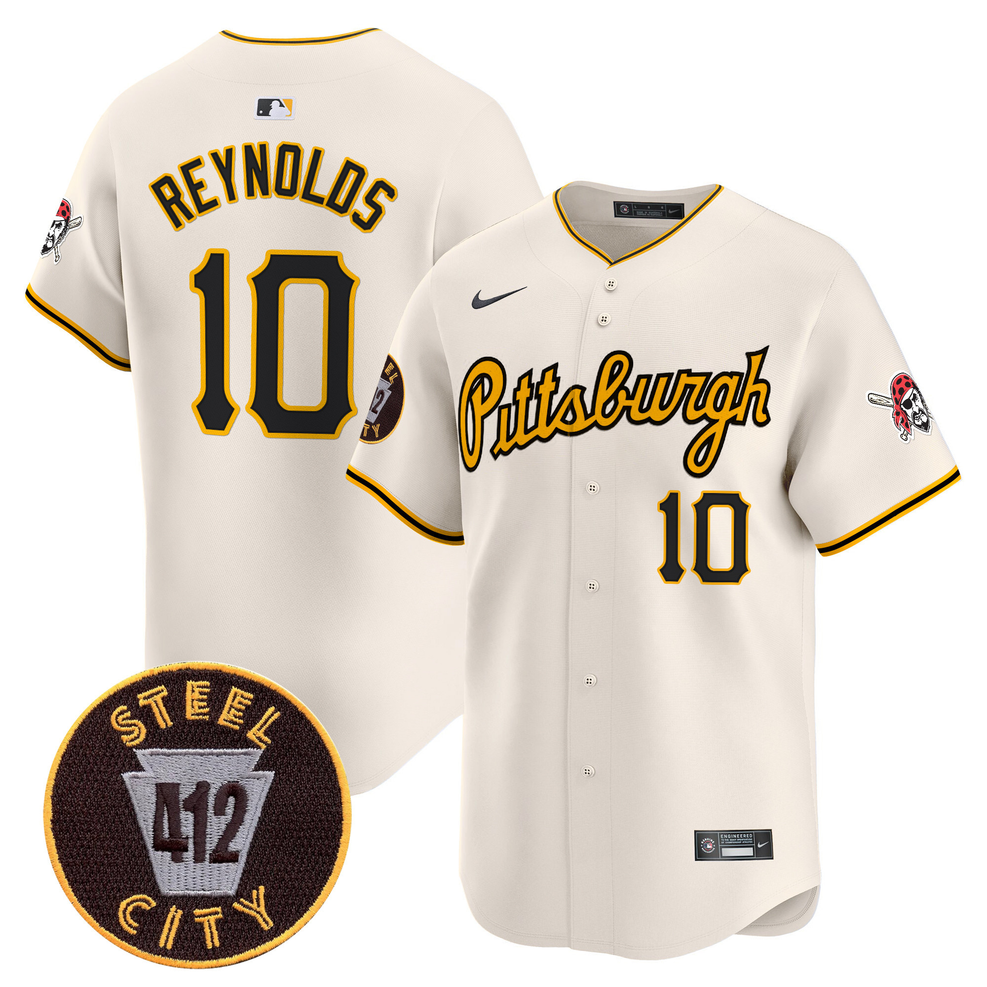 Men's Pittsburgh Pirates 412 Patch Vapor Premier Limited Jersey V4 - All Stitched
