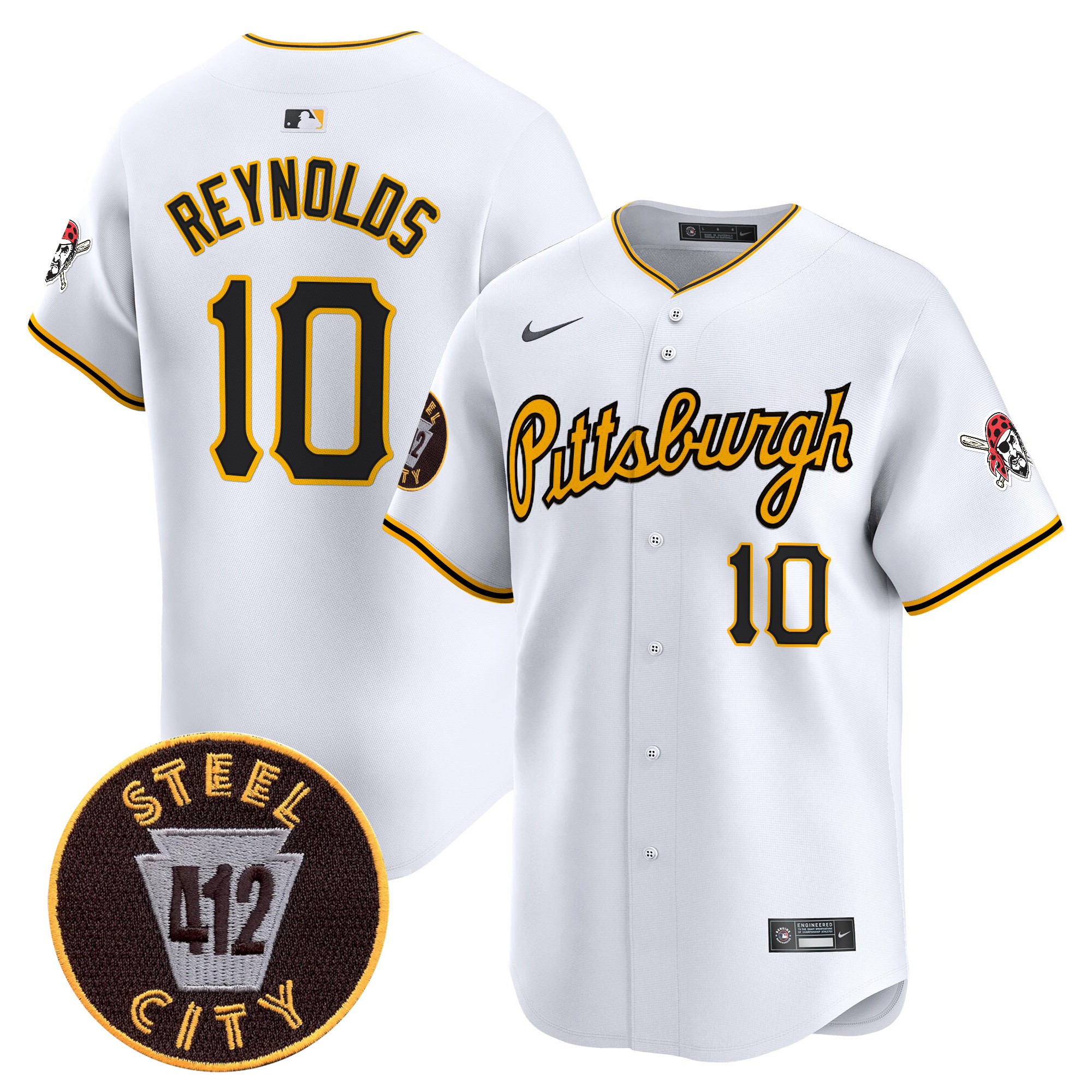 Men's Pittsburgh Pirates 412 Patch Vapor Premier Limited Jersey V4 - All Stitched