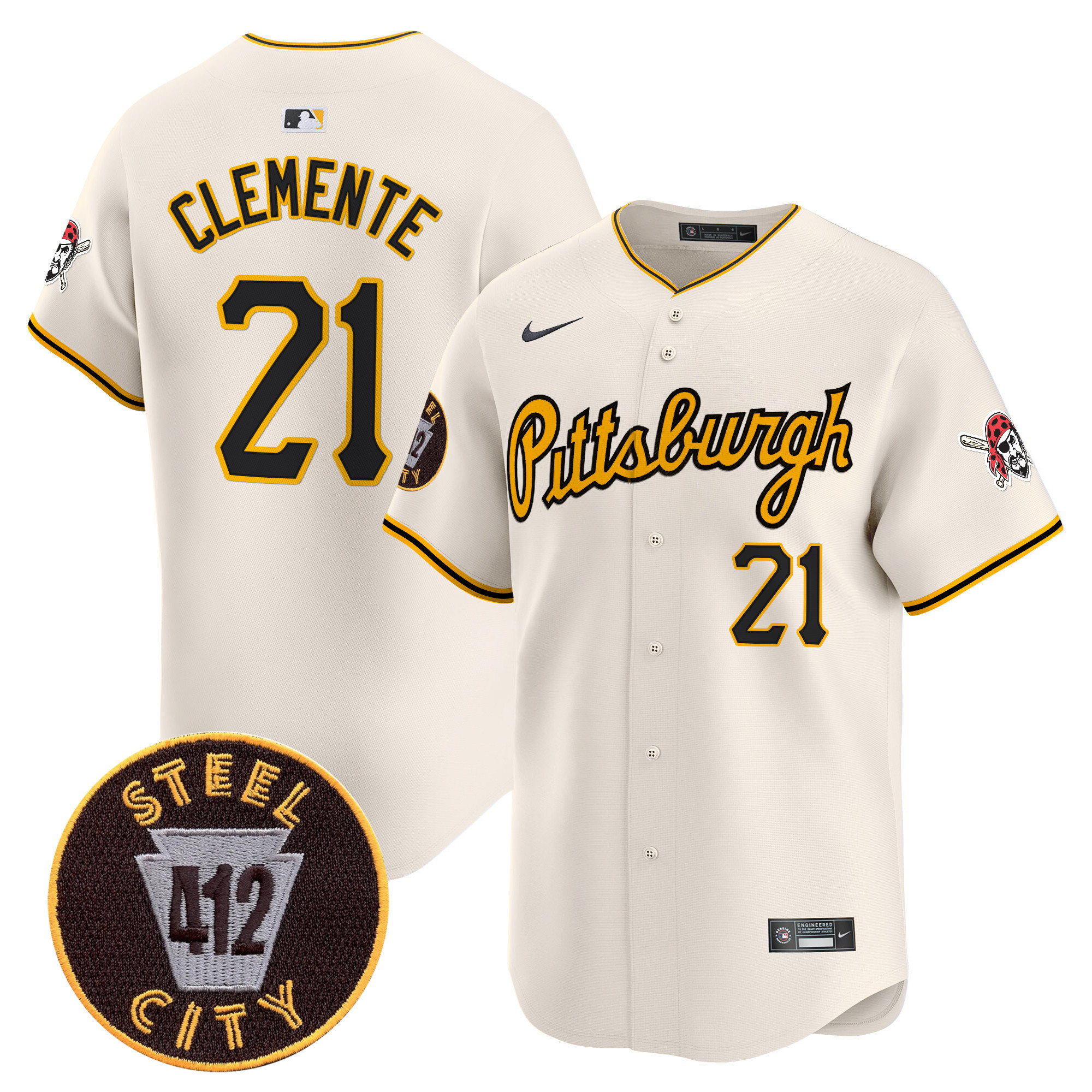 Men's Pittsburgh Pirates 412 Patch Vapor Premier Limited Jersey V4 - All Stitched