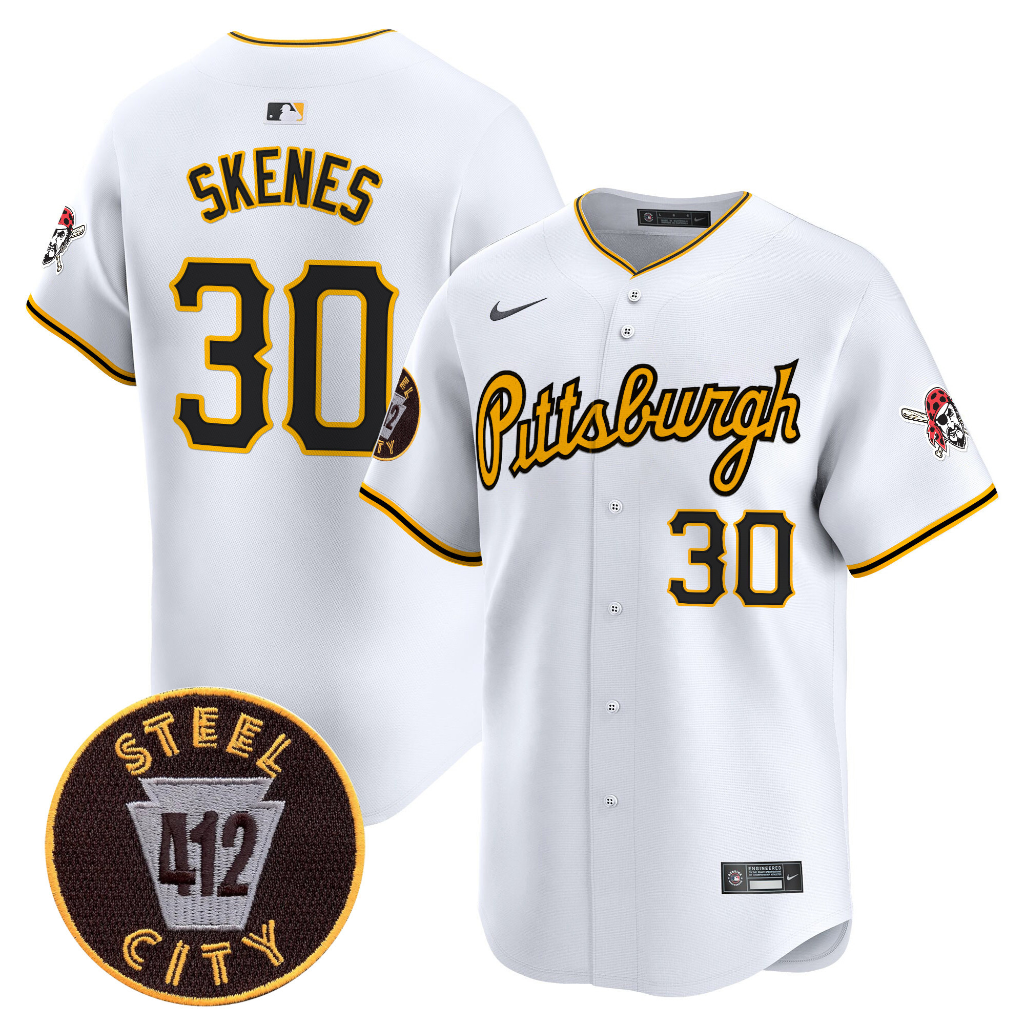 Men's Pittsburgh Pirates 412 Patch Vapor Premier Limited Jersey V4 - All Stitched