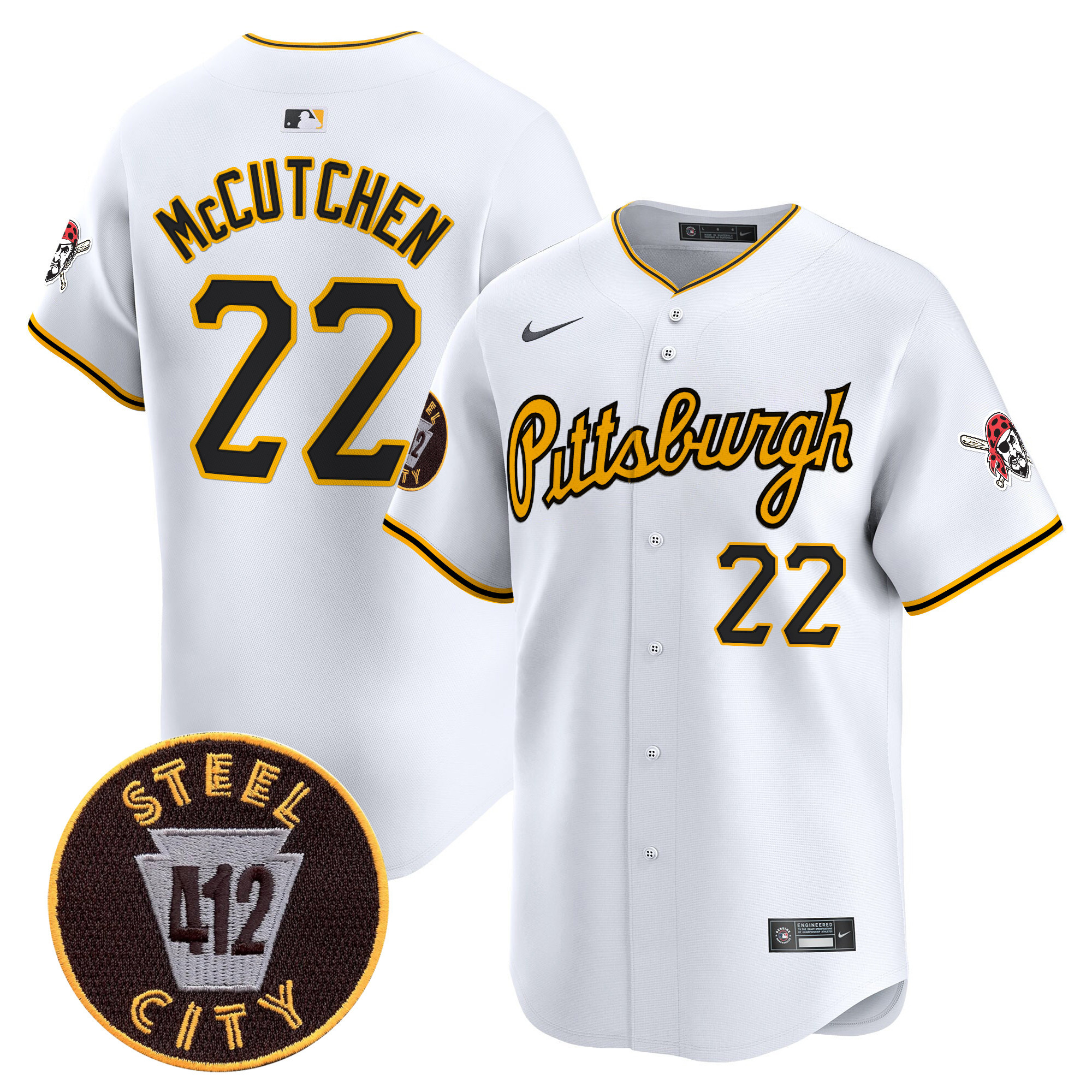 Men's Pittsburgh Pirates 412 Patch Vapor Premier Limited Jersey V4 - All Stitched