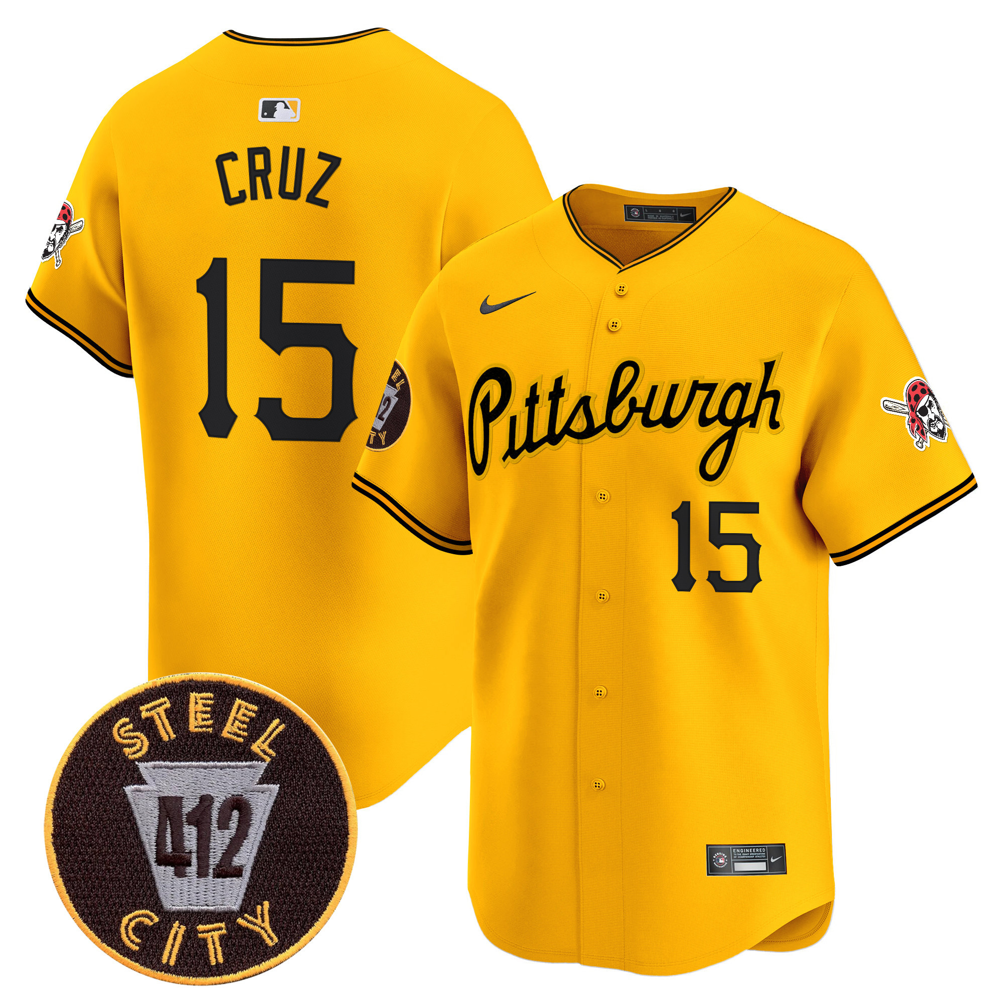 Men's Pittsburgh Pirates 412 Patch Vapor Premier Limited Jersey V4 - All Stitched
