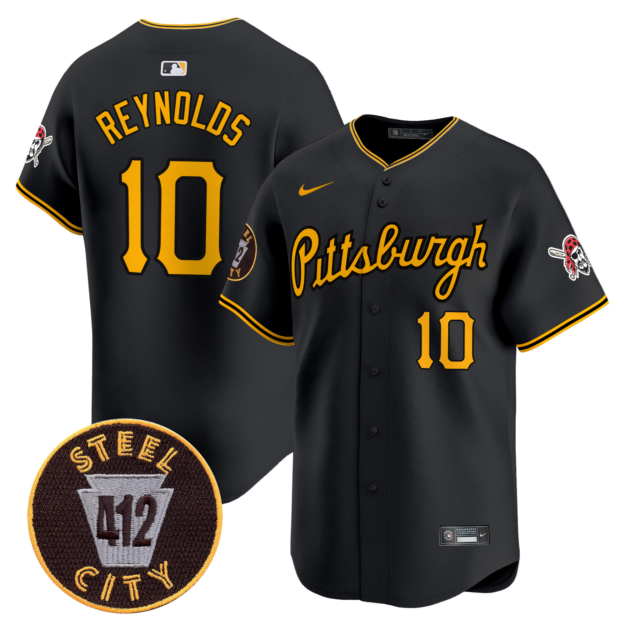 Men's Pittsburgh Pirates 412 Patch Vapor Premier Limited Jersey V4 - All Stitched