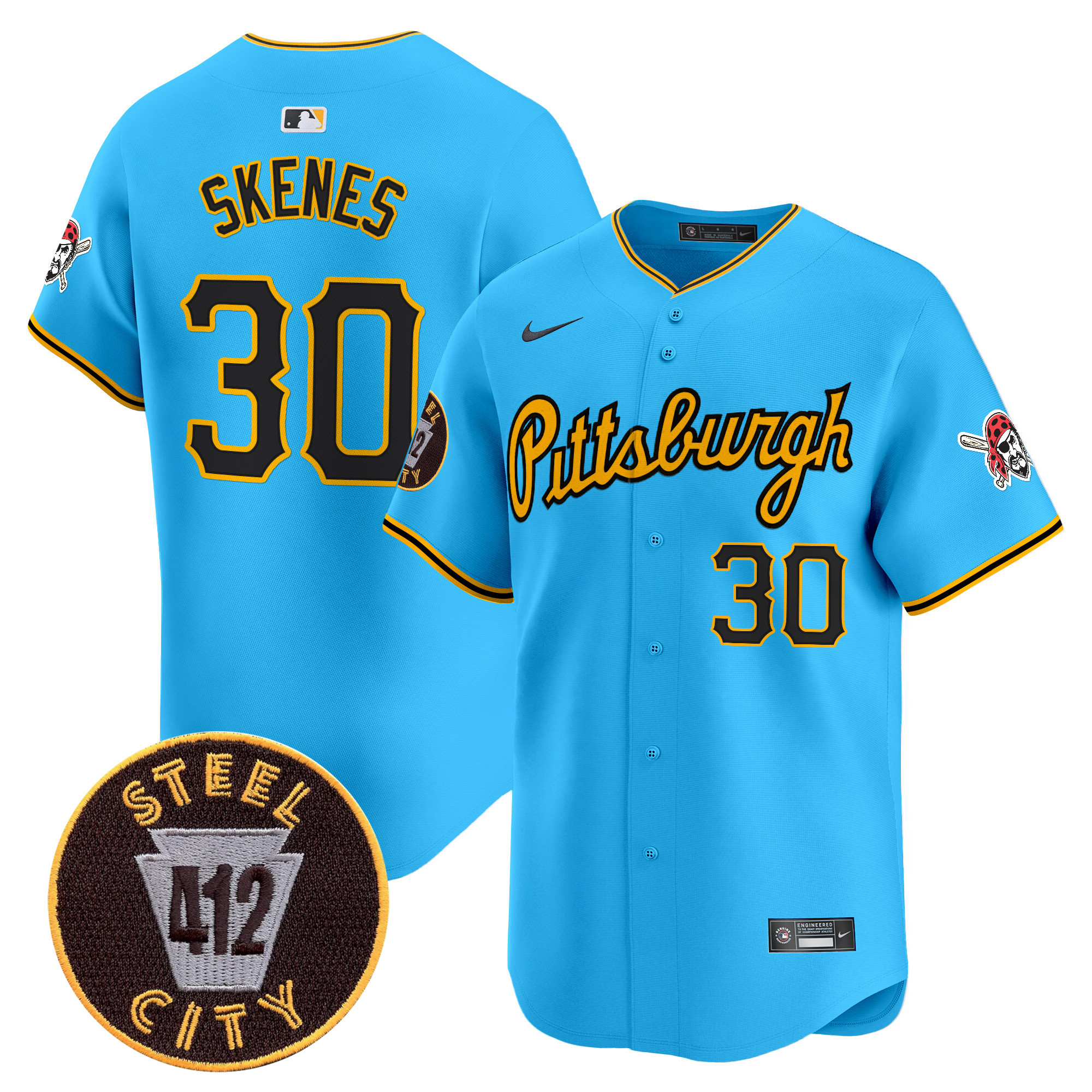 Men's Pittsburgh Pirates 412 Patch Vapor Premier Limited Jersey V4 - All Stitched