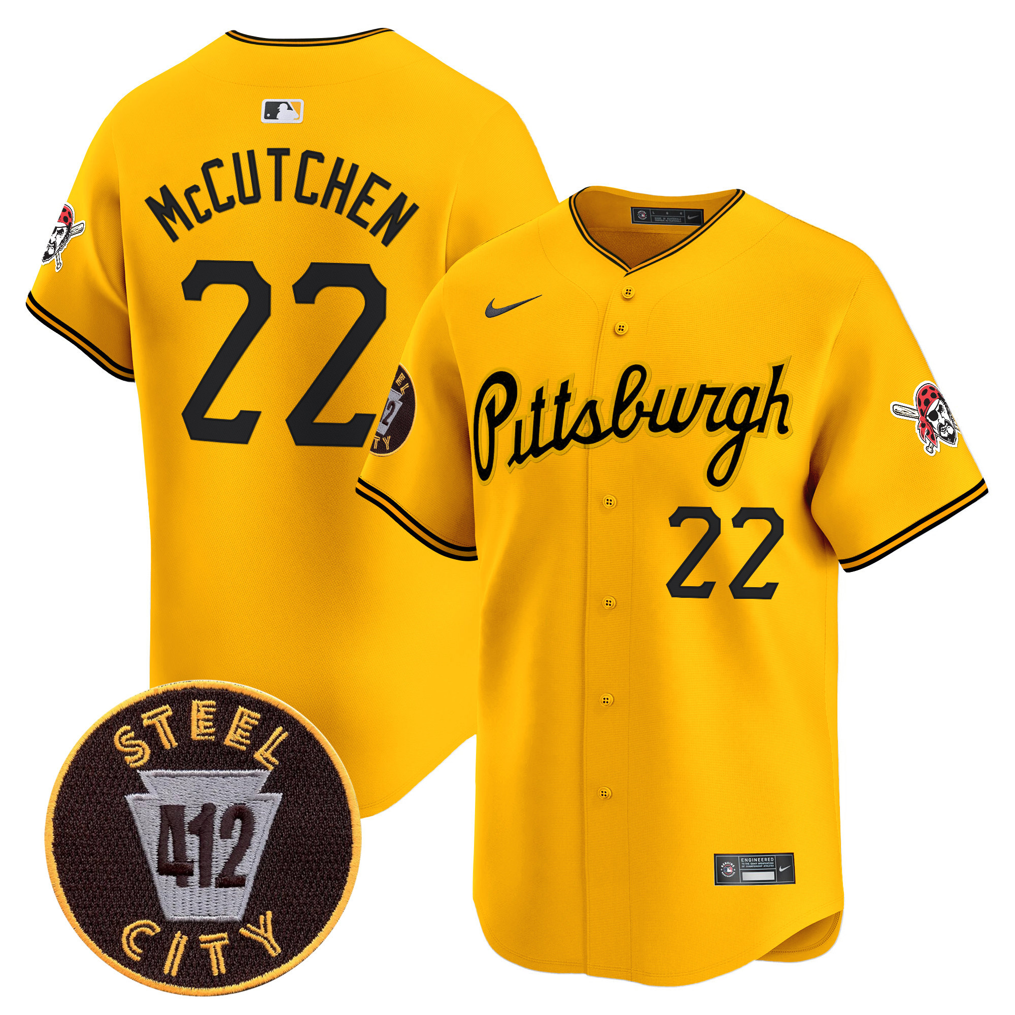 Men's Pittsburgh Pirates 412 Patch Vapor Premier Limited Jersey V4 - All Stitched