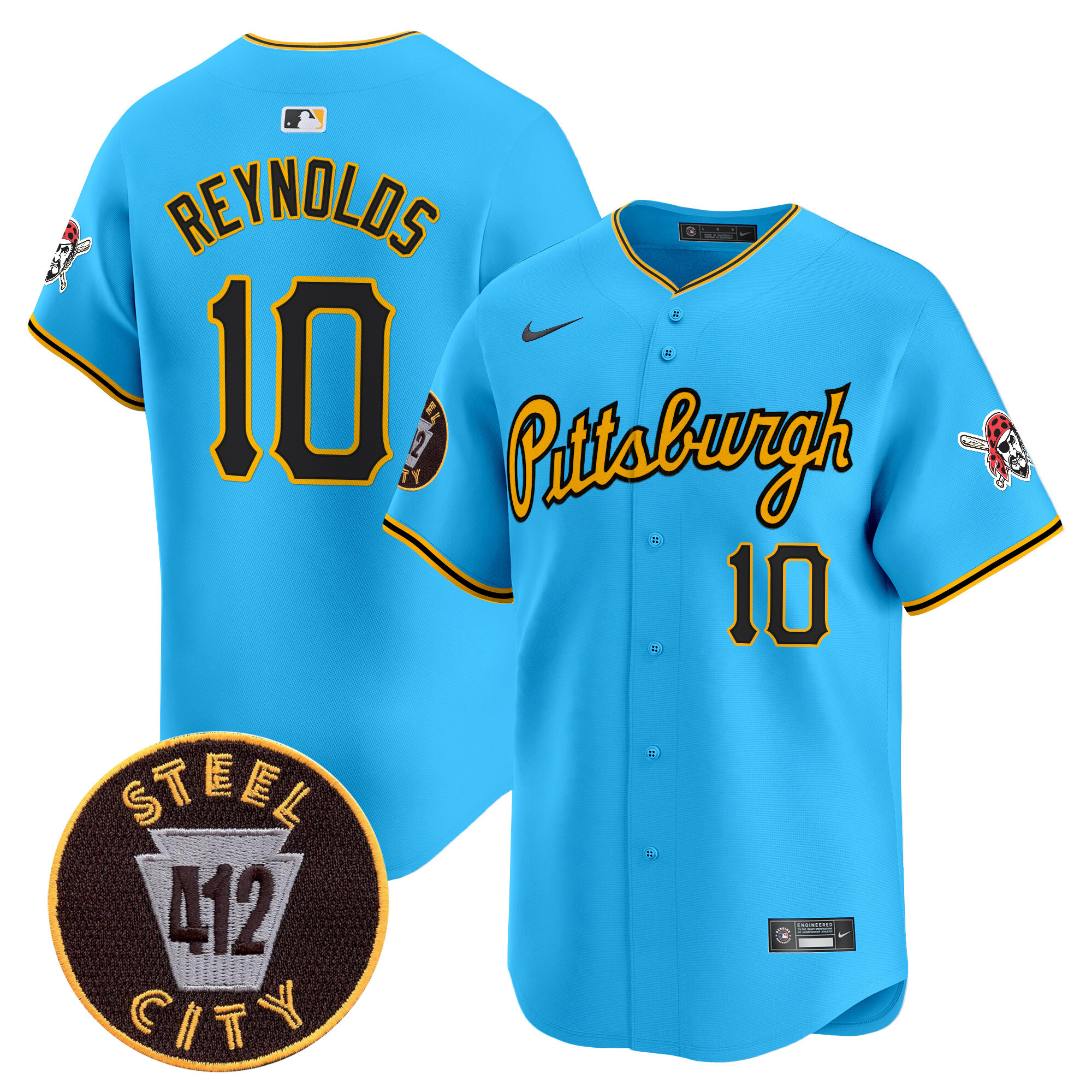 Men's Pittsburgh Pirates 412 Patch Vapor Premier Limited Jersey V4 - All Stitched