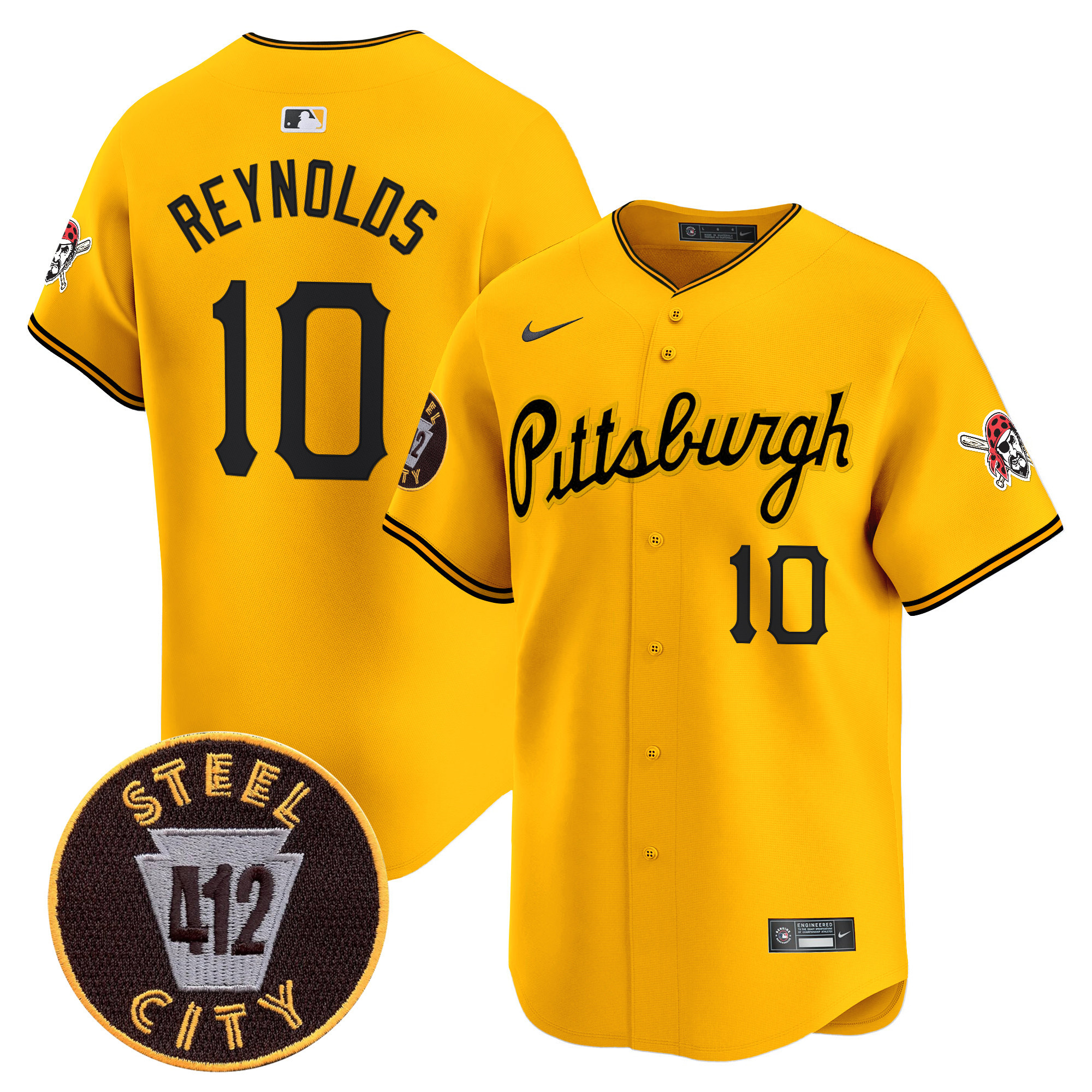 Men's Pittsburgh Pirates 412 Patch Vapor Premier Limited Jersey V4 - All Stitched