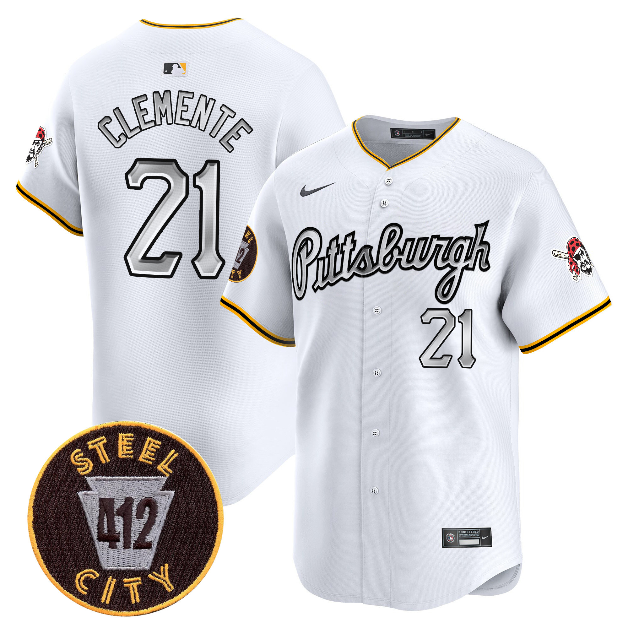Men's Pittsburgh Pirates 412 Patch Vapor Premier Limited Jersey V7 - All Stitched