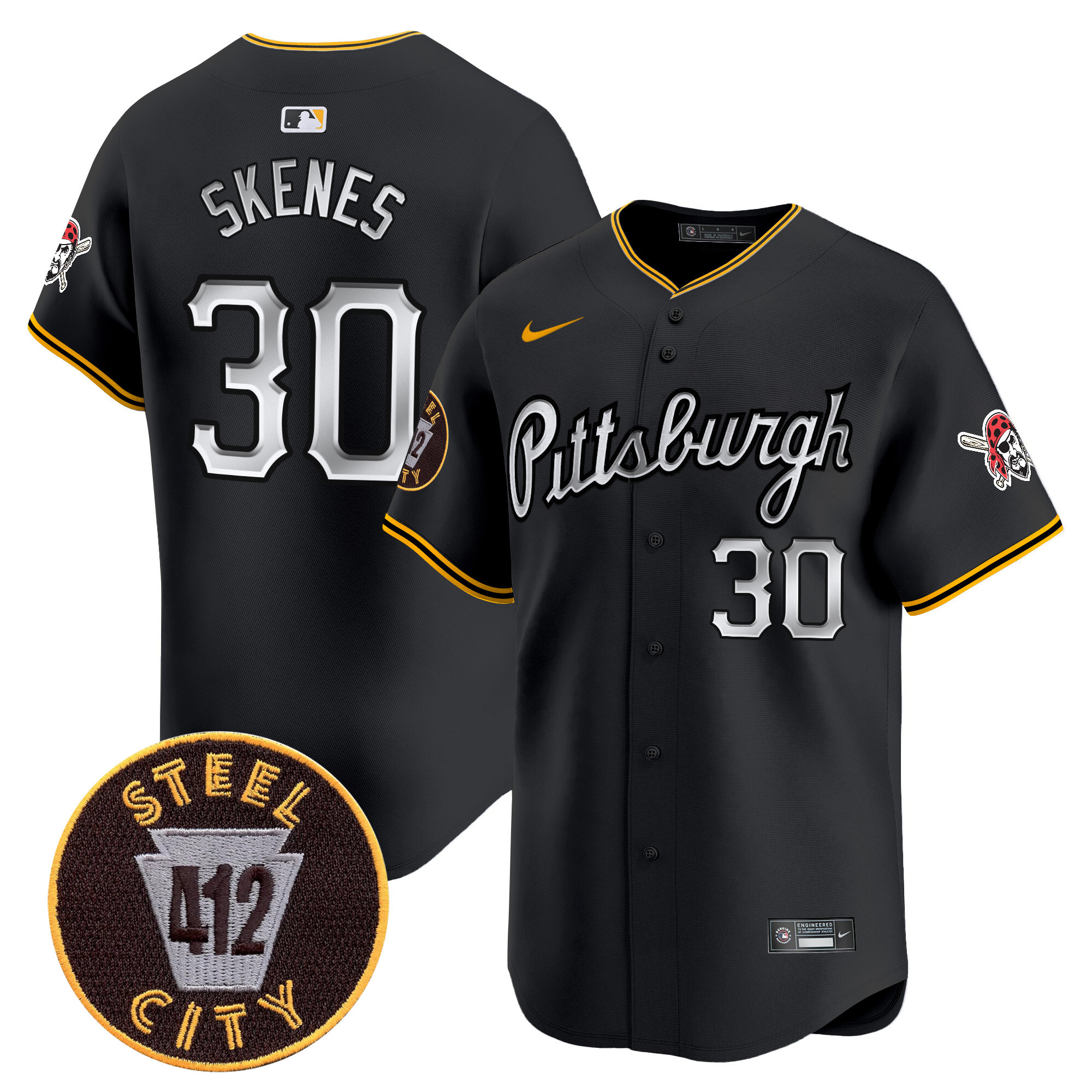 Men's Pittsburgh Pirates 412 Patch Vapor Premier Limited Jersey V7 - All Stitched