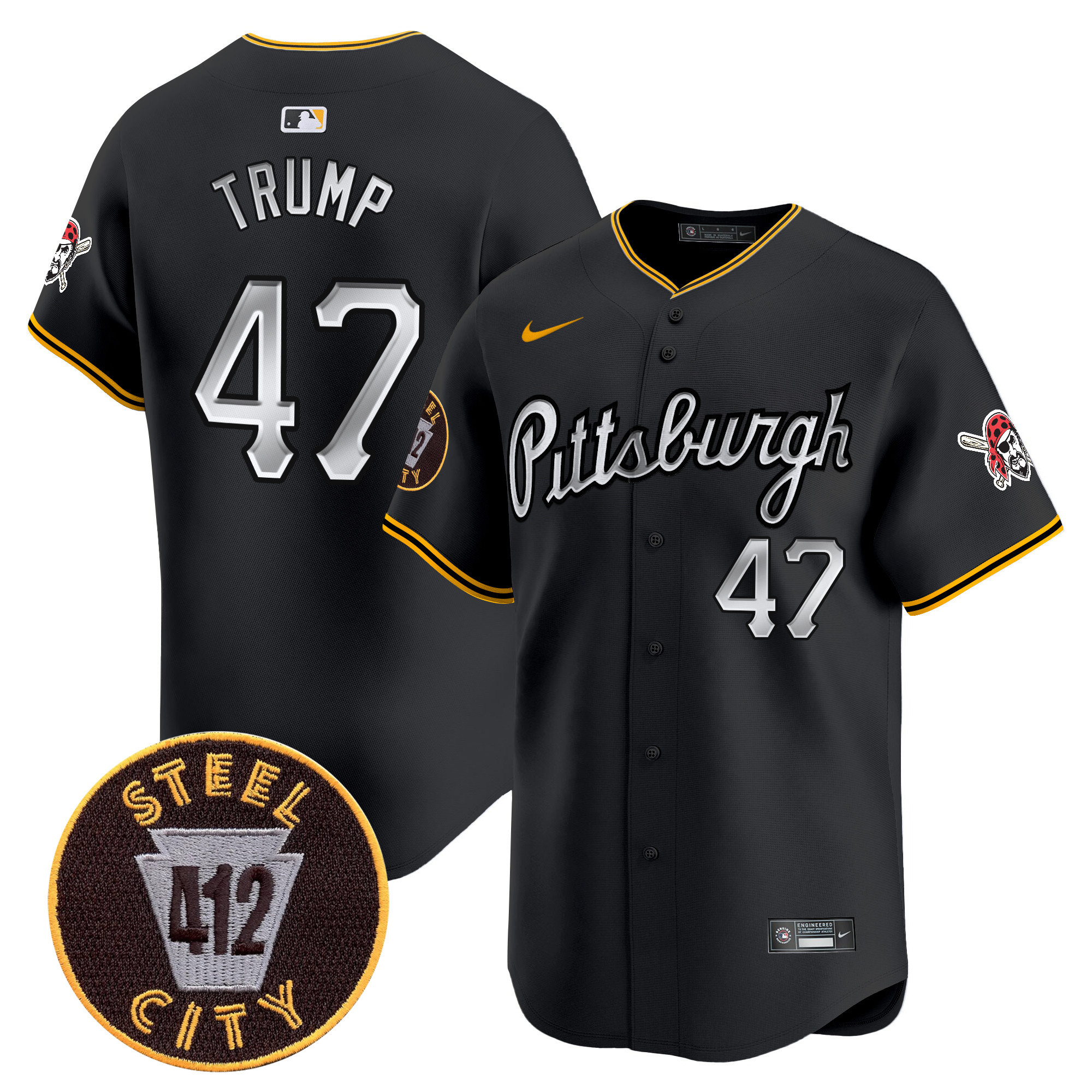 Men's Pittsburgh Pirates 412 Patch Vapor Premier Limited Jersey V7 - All Stitched