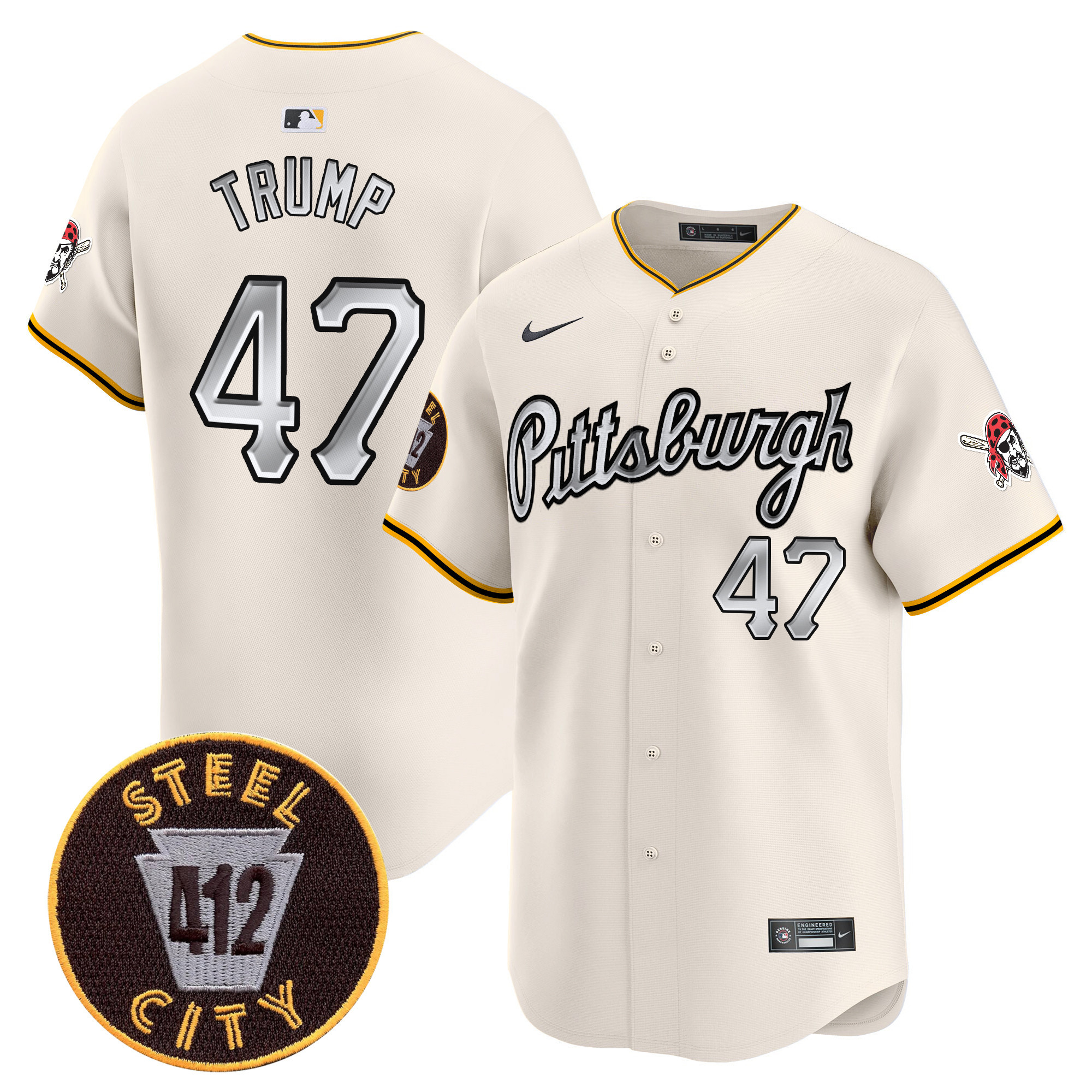 Men's Pittsburgh Pirates 412 Patch Vapor Premier Limited Jersey V7 - All Stitched