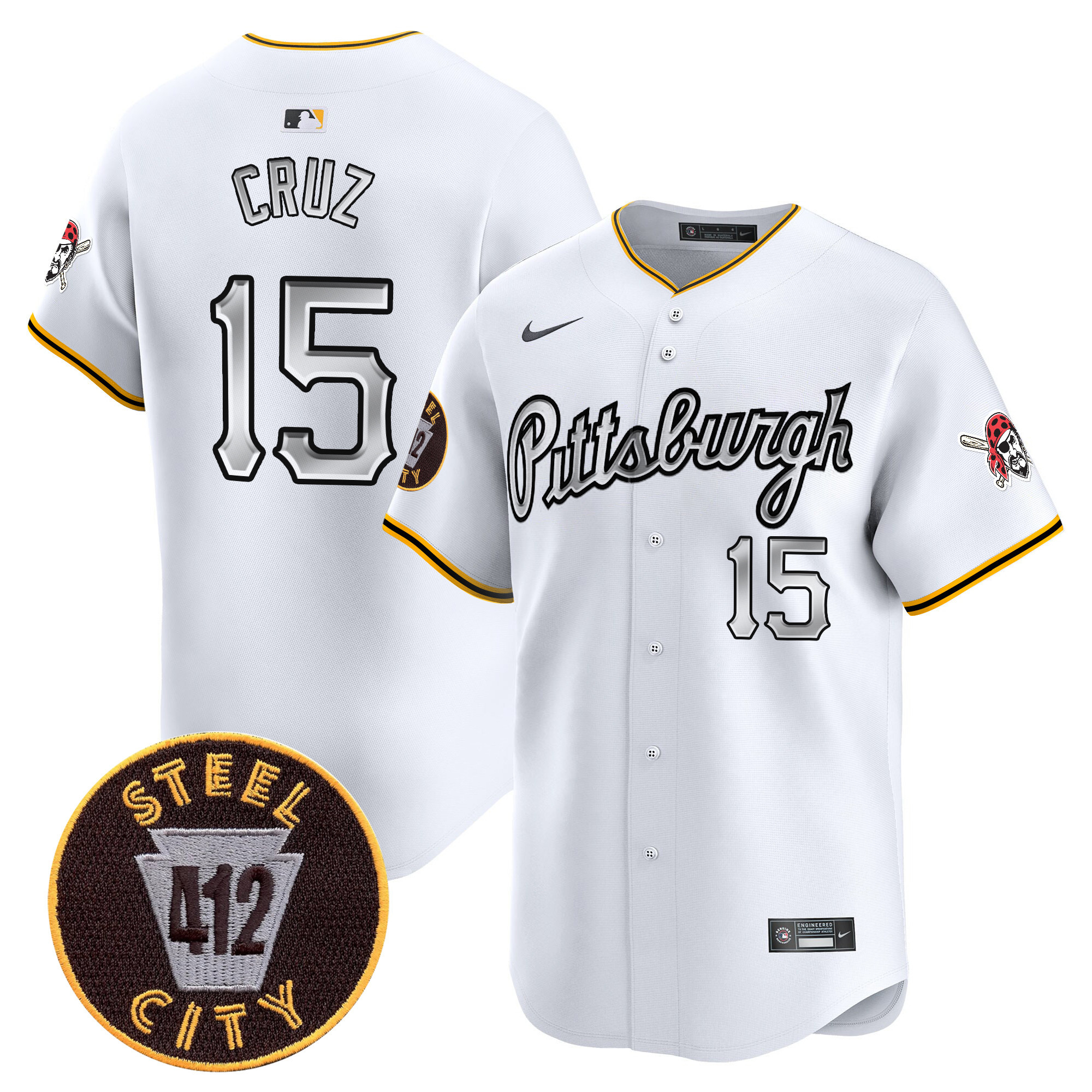 Men's Pittsburgh Pirates 412 Patch Vapor Premier Limited Jersey V7 - All Stitched