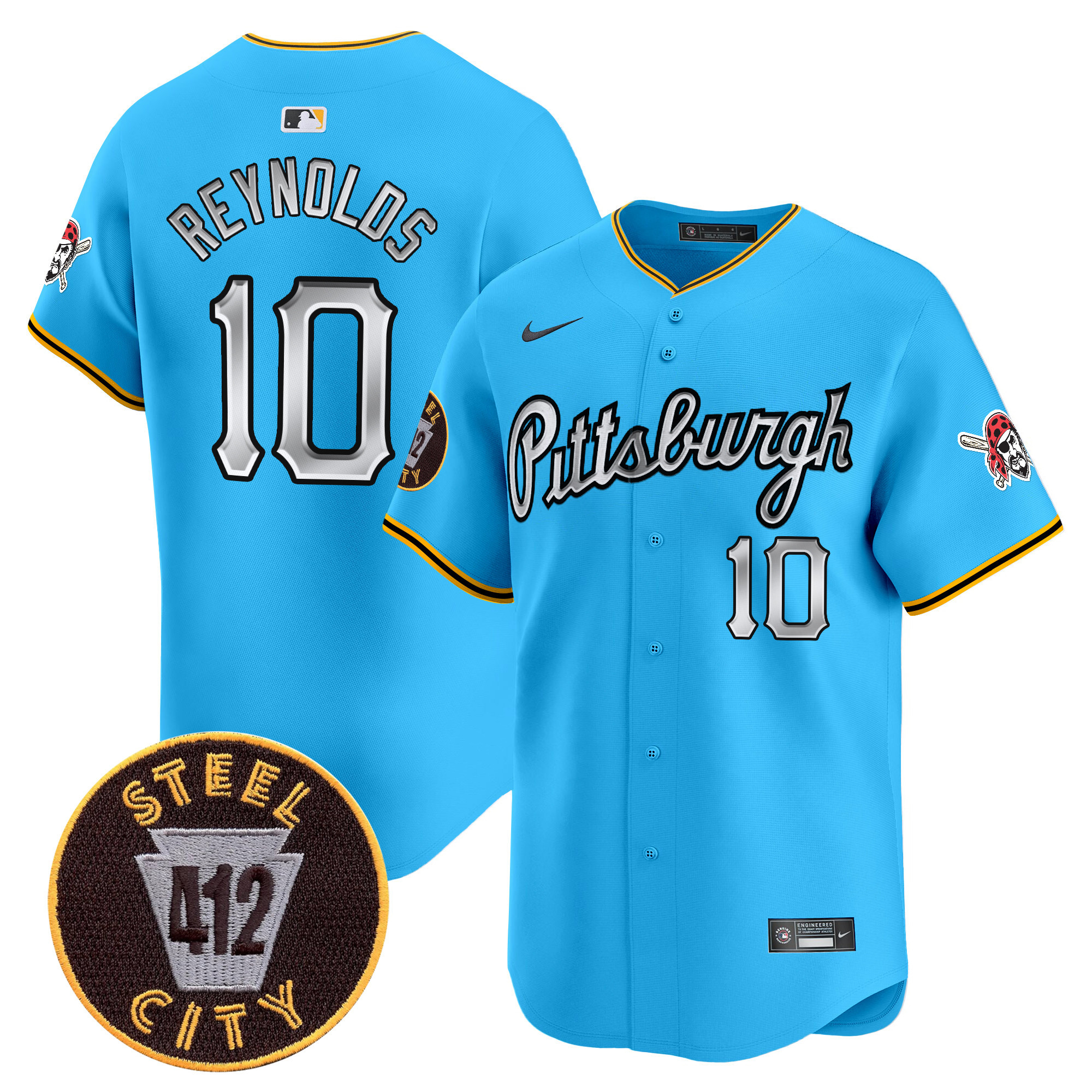 Men's Pittsburgh Pirates 412 Patch Vapor Premier Limited Jersey V7 - All Stitched