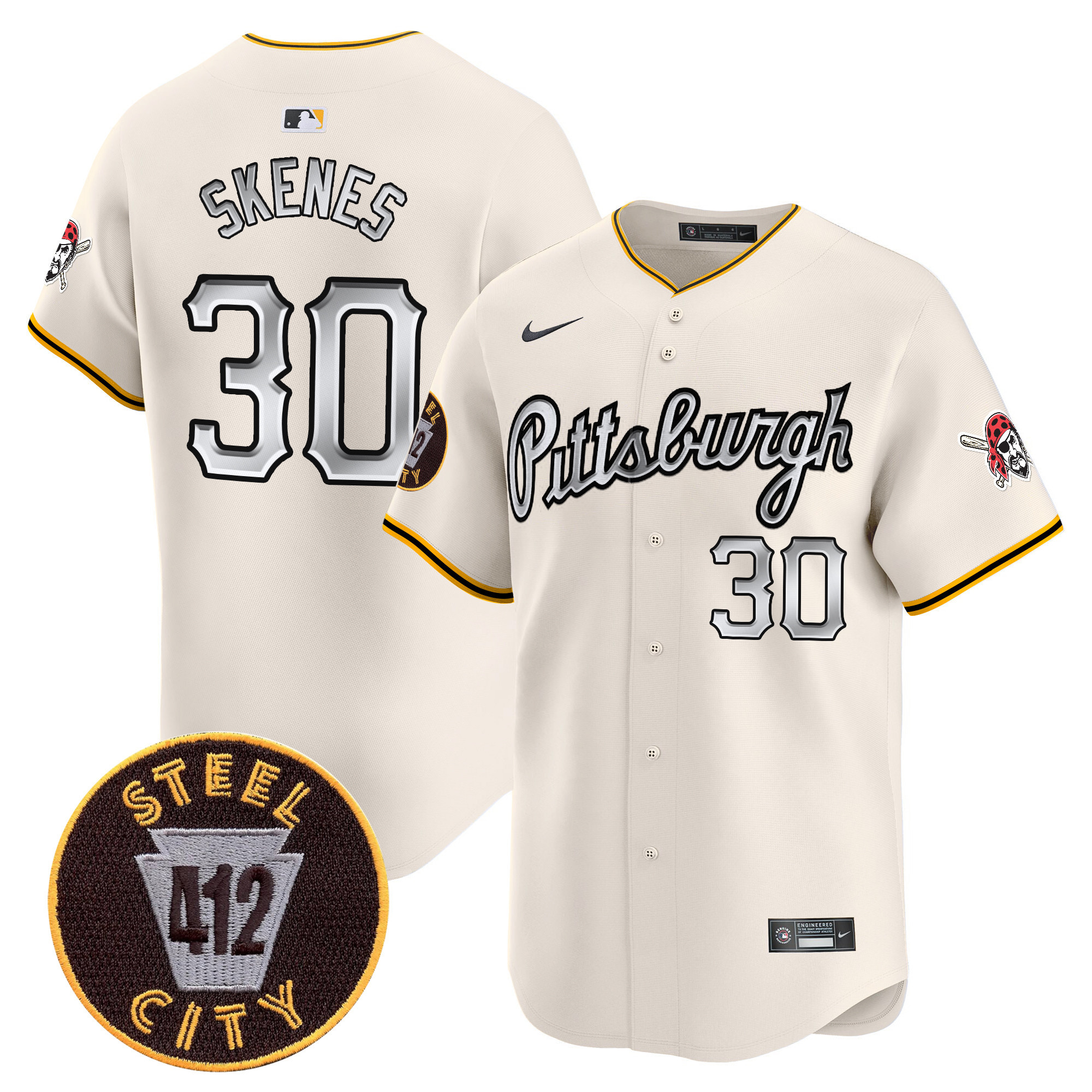 Men's Pittsburgh Pirates 412 Patch Vapor Premier Limited Jersey V7 - All Stitched
