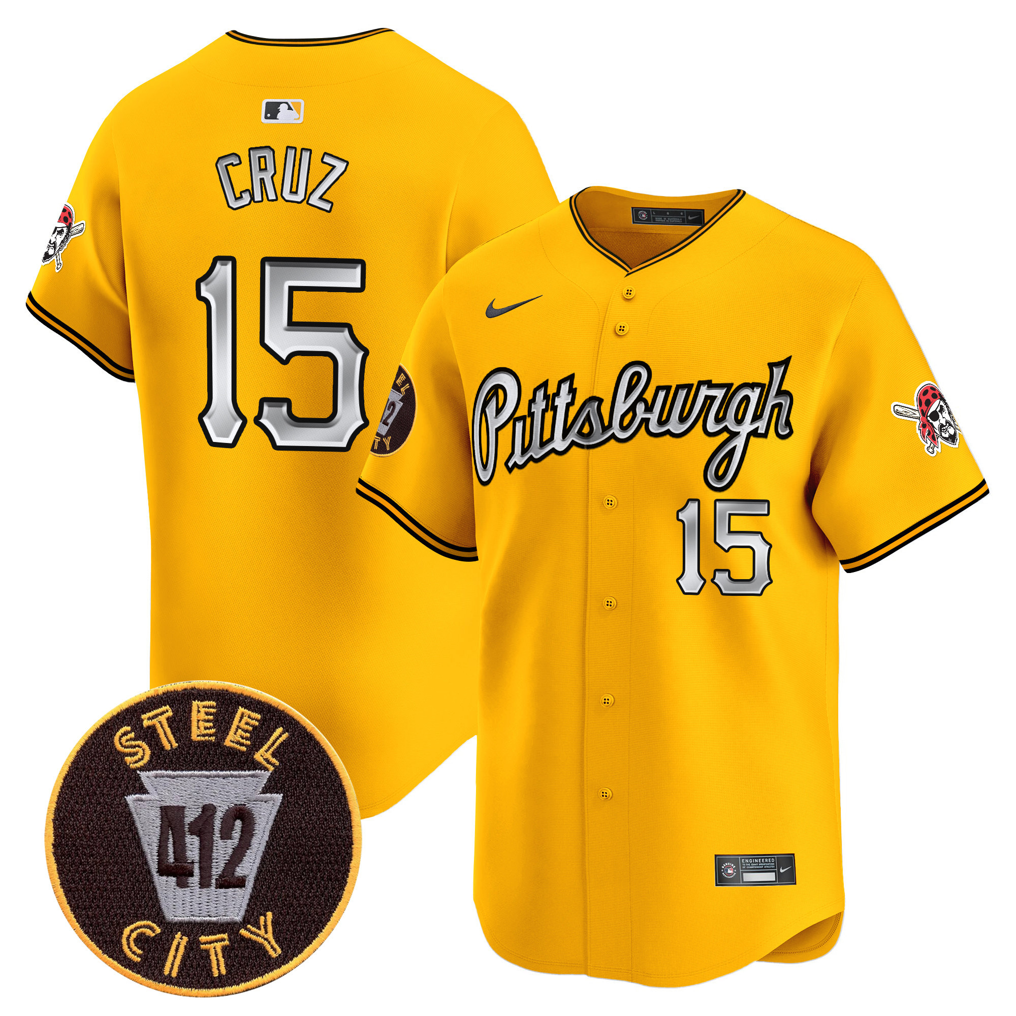 Men's Pittsburgh Pirates 412 Patch Vapor Premier Limited Jersey V7 - All Stitched