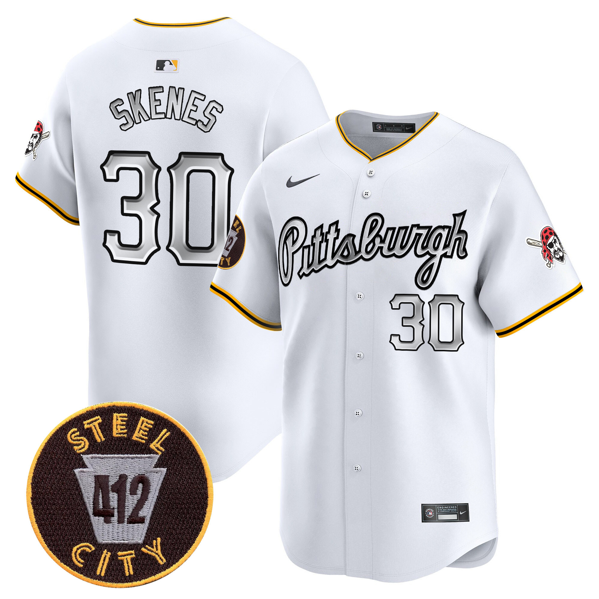 Men's Pittsburgh Pirates 412 Patch Vapor Premier Limited Jersey V7 - All Stitched