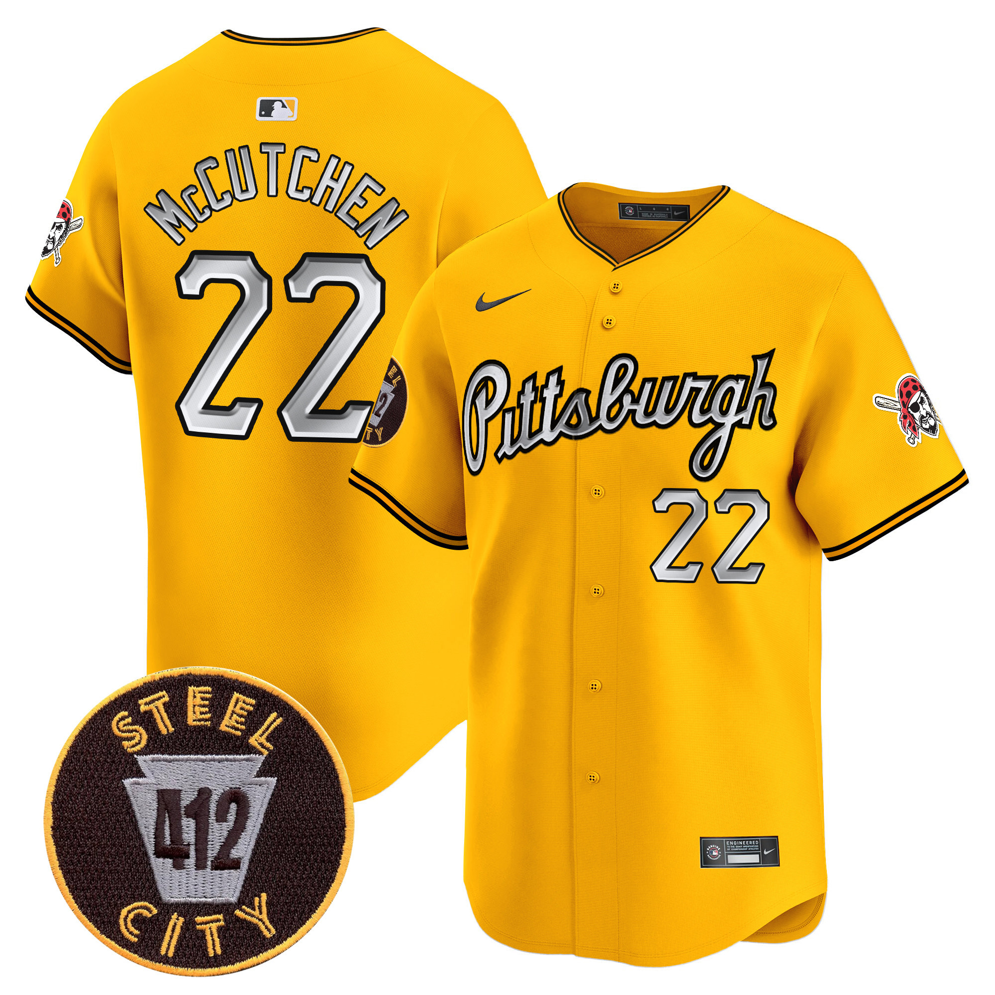 Men's Pittsburgh Pirates 412 Patch Vapor Premier Limited Jersey V7 - All Stitched