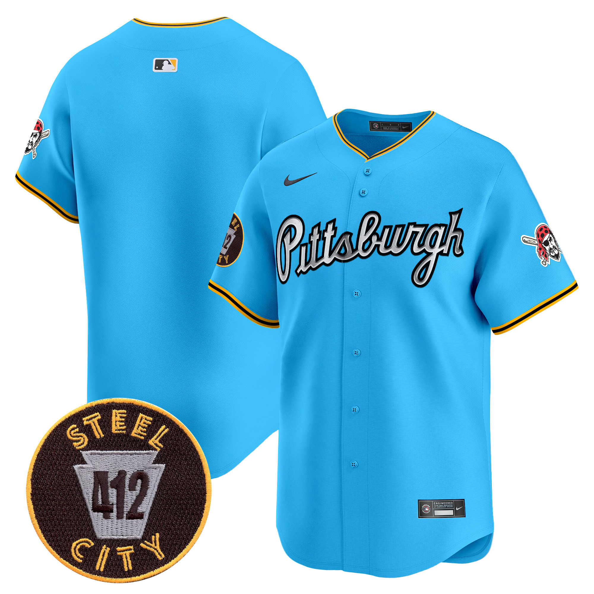 Men's Pittsburgh Pirates 412 Patch Vapor Premier Limited Jersey V7 - All Stitched