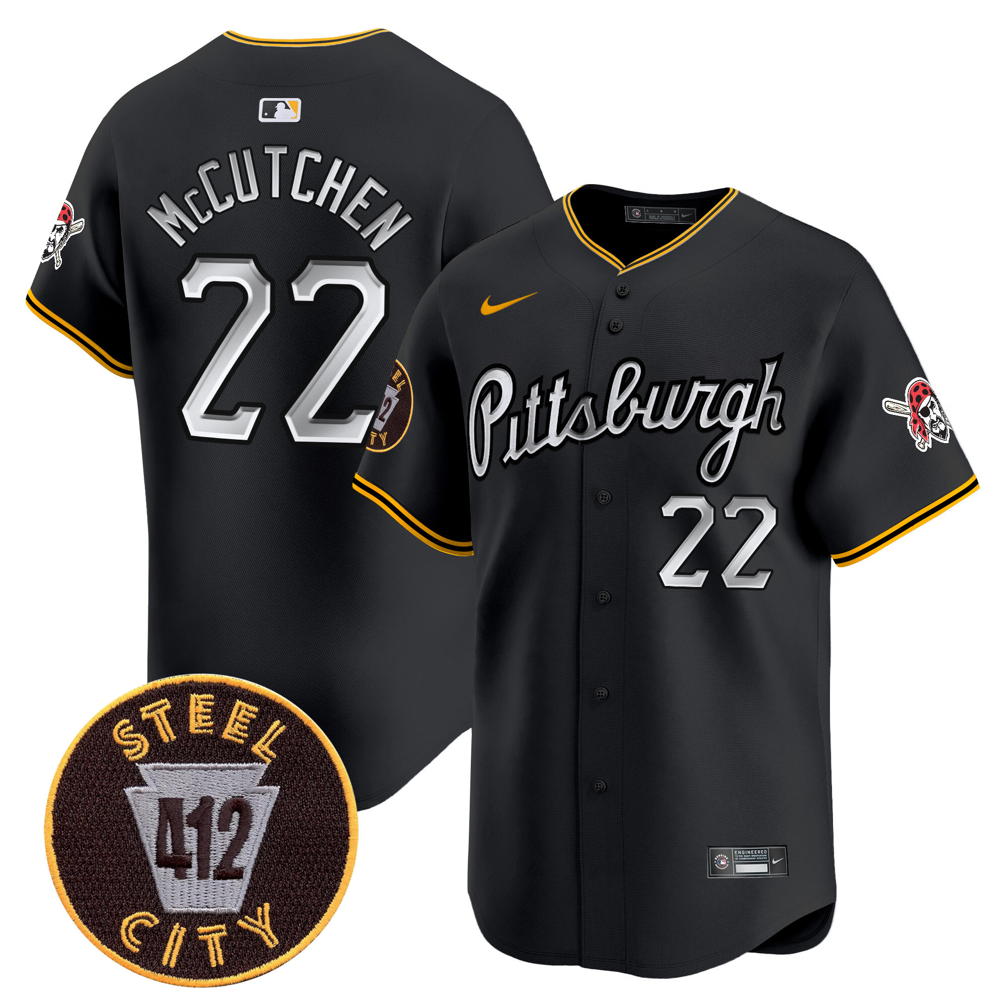 Men's Pittsburgh Pirates 412 Patch Vapor Premier Limited Jersey V7 - All Stitched