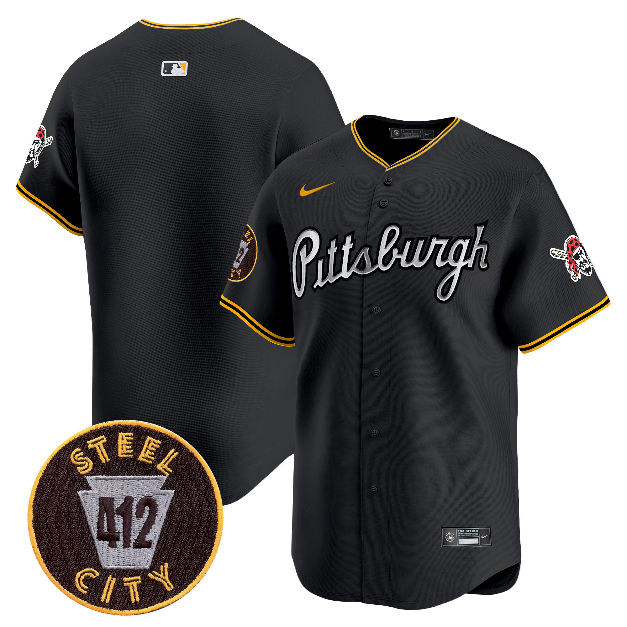 Men's Pittsburgh Pirates 412 Patch Vapor Premier Limited Jersey V7 - All Stitched