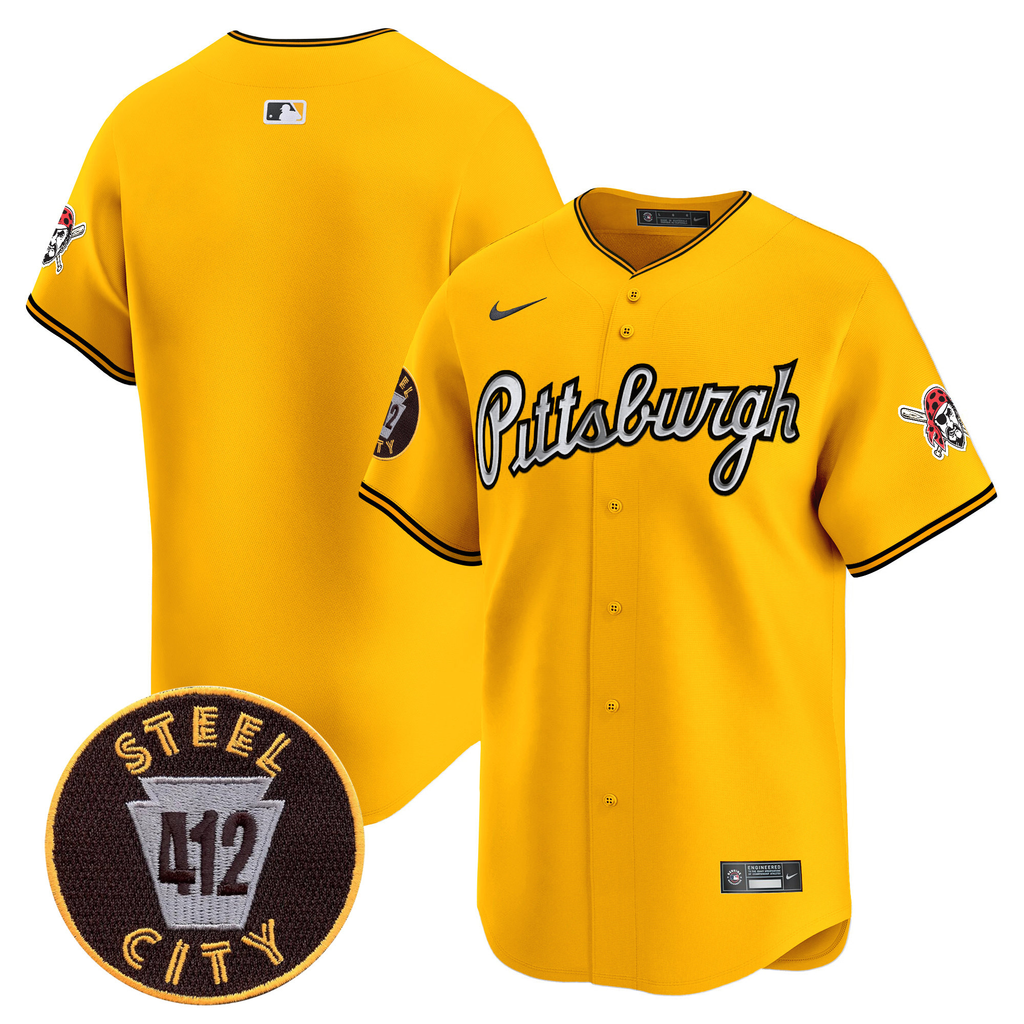 Men's Pittsburgh Pirates 412 Patch Vapor Premier Limited Jersey V7 - All Stitched