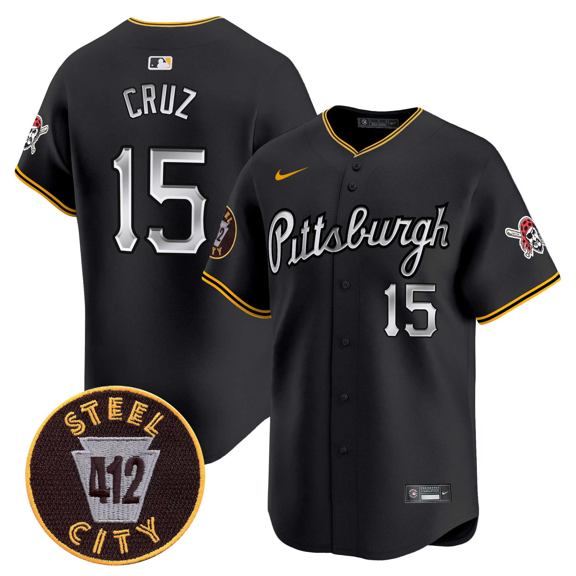 Men's Pittsburgh Pirates 412 Patch Vapor Premier Limited Jersey V7 - All Stitched