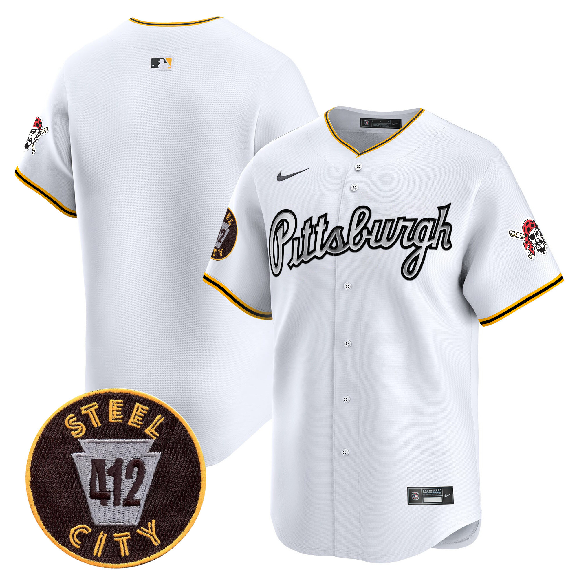 Men's Pittsburgh Pirates 412 Patch Vapor Premier Limited Jersey V7 - All Stitched
