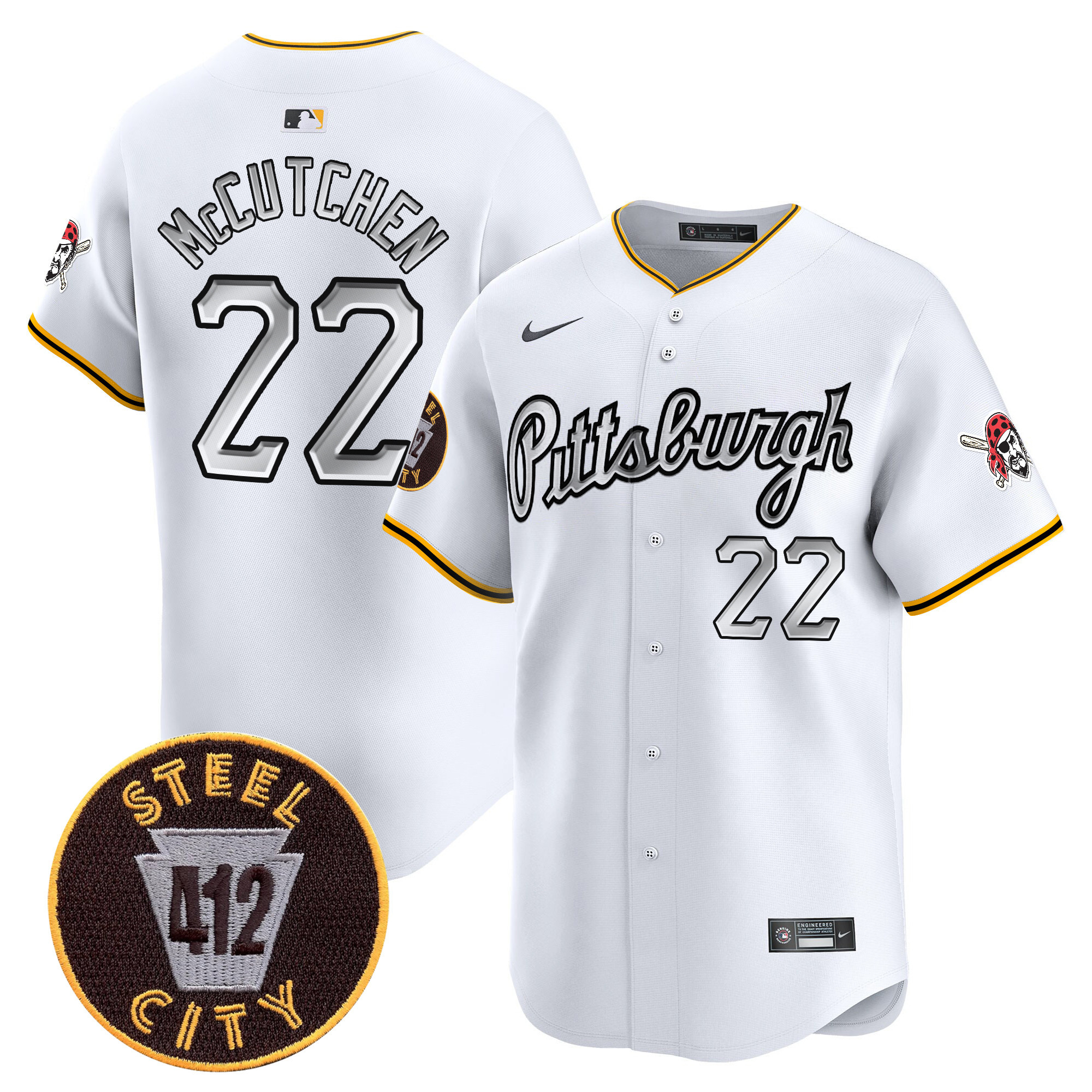 Men's Pittsburgh Pirates 412 Patch Vapor Premier Limited Jersey V7 - All Stitched