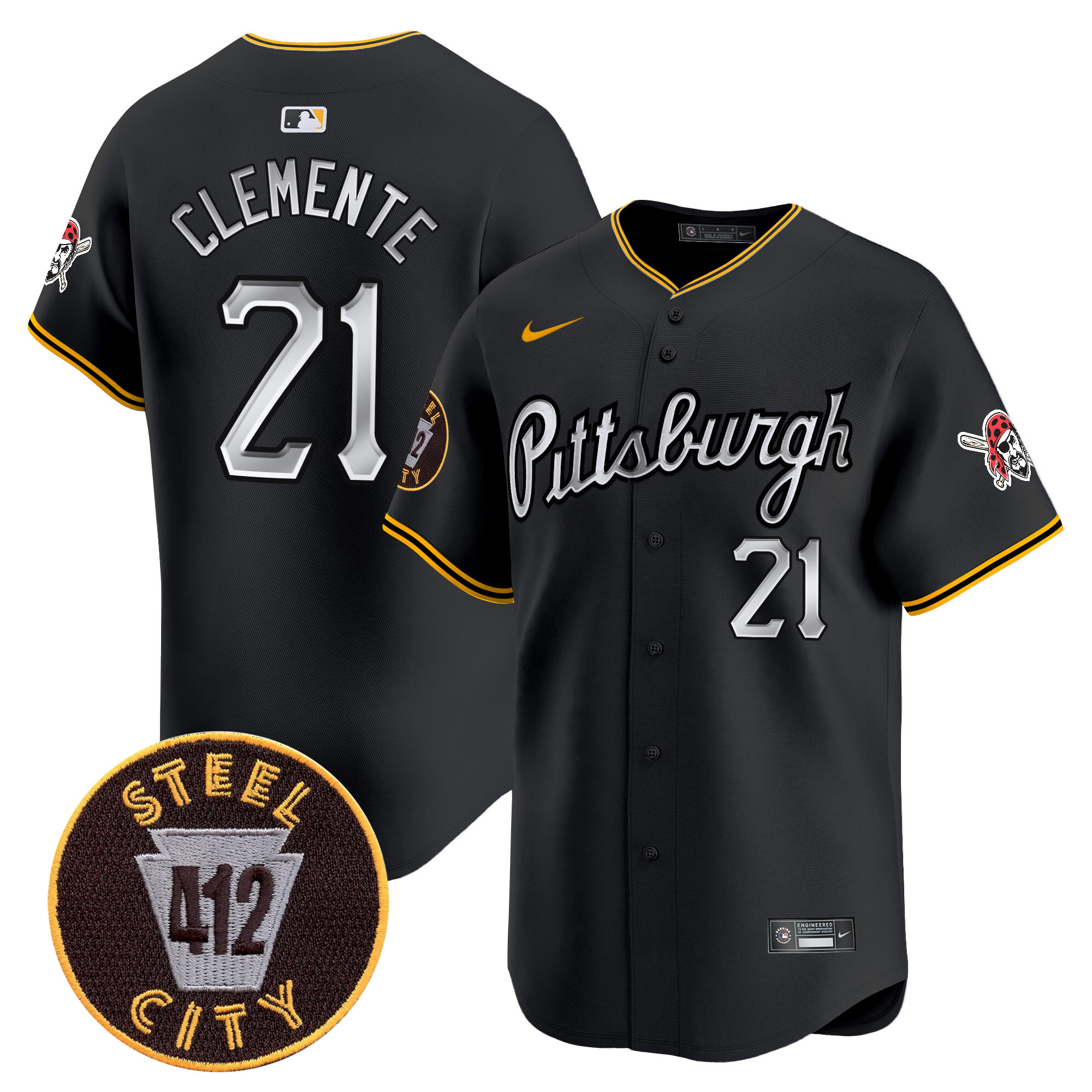 Men's Pittsburgh Pirates 412 Patch Vapor Premier Limited Jersey V7 - All Stitched