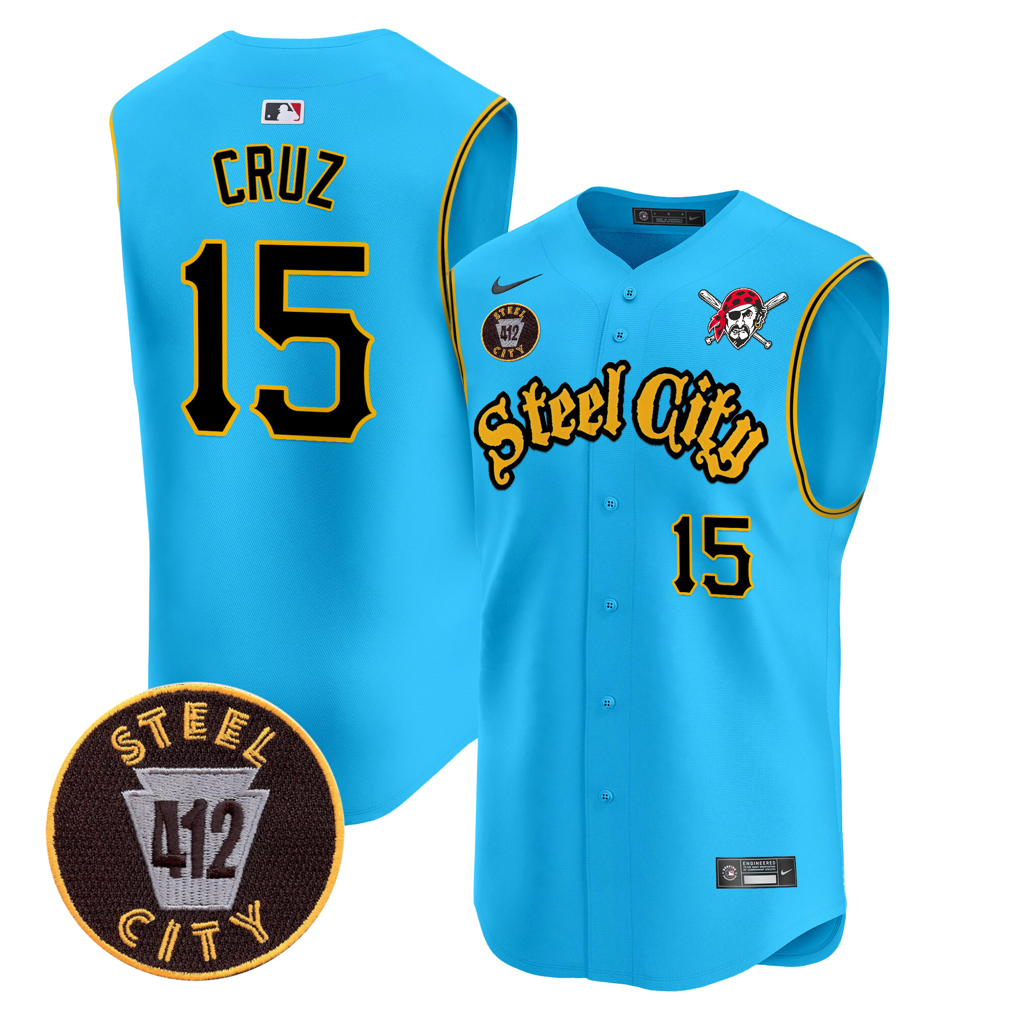 Men's Pittsburgh Pirates 412 Patch Vapor Premier Sleeveless Jersey - All Stitched