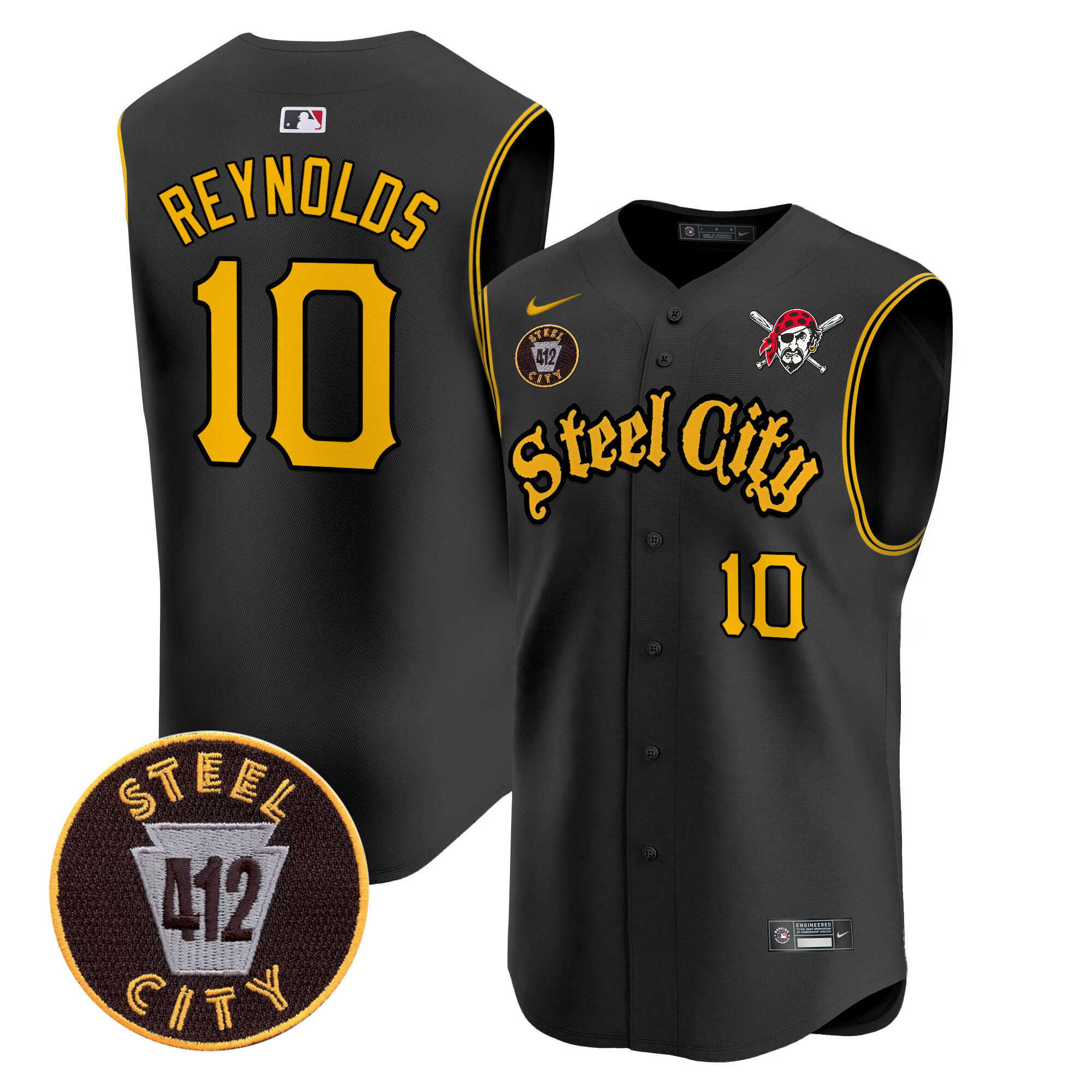 Men's Pittsburgh Pirates 412 Patch Vapor Premier Sleeveless Jersey - All Stitched
