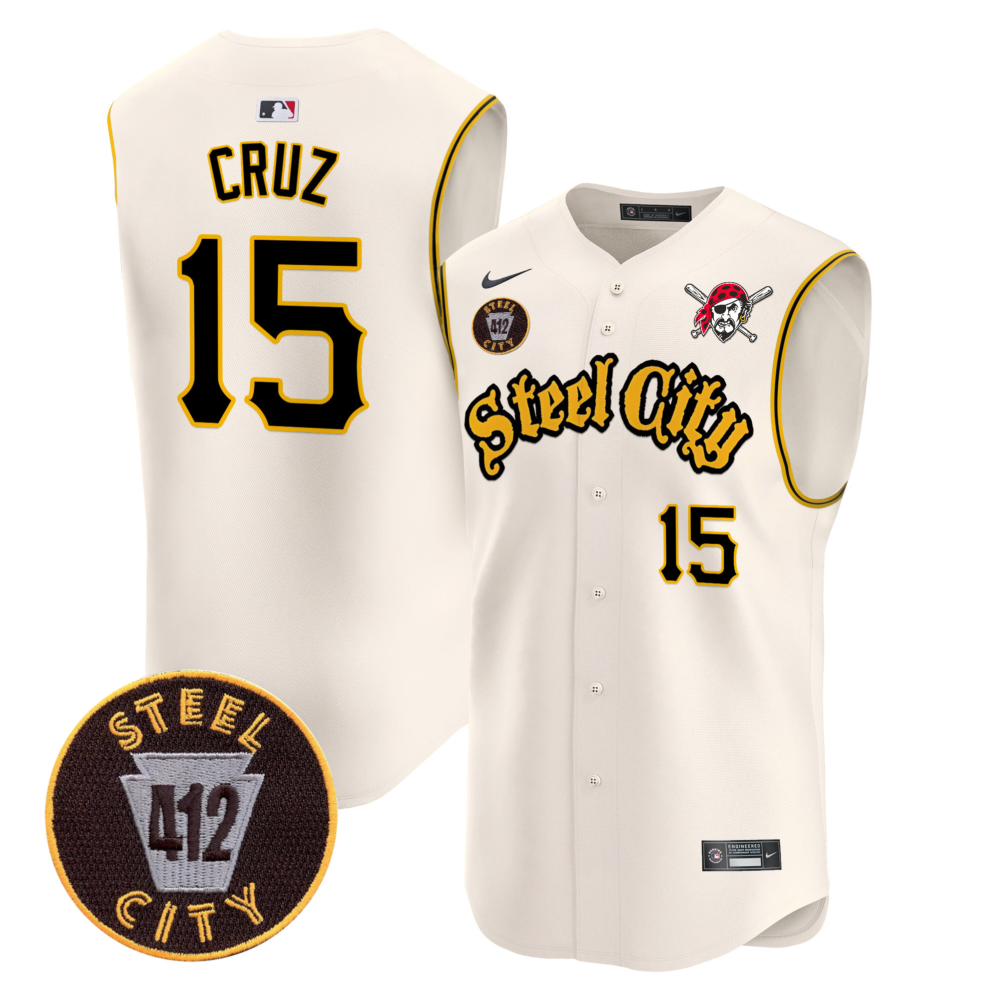 Men's Pittsburgh Pirates 412 Patch Vapor Premier Sleeveless Jersey - All Stitched